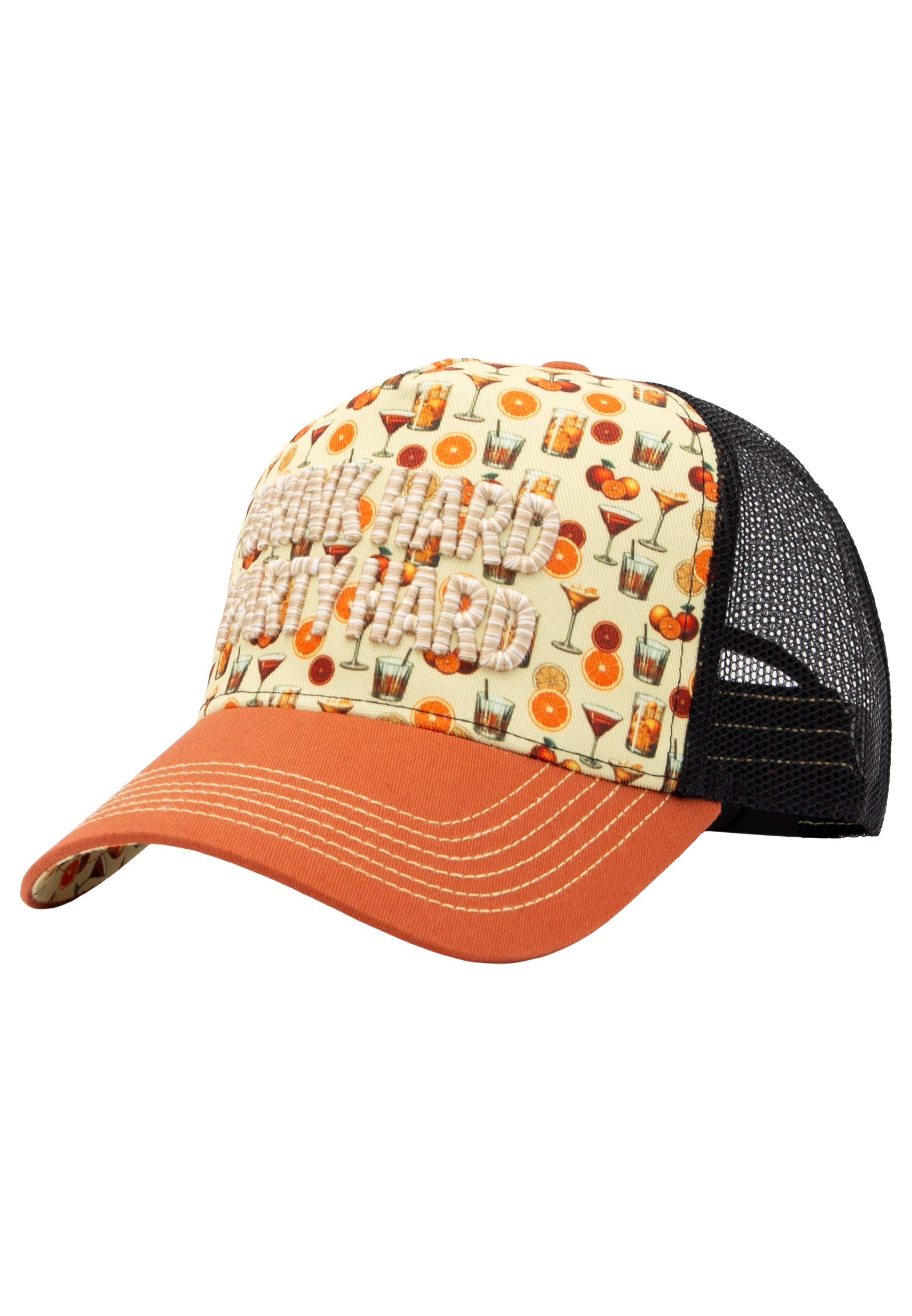 Trucker Cap 'Drink Hard Party Hard' in Gelb Trucker Cap von King Kerosin