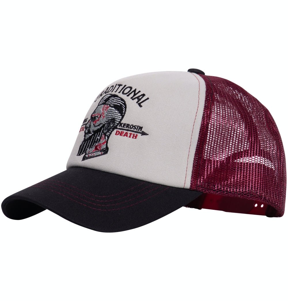 Trucker Cap im kontrastierenden Design mit Frontstickerei «Traditional» Trucker Cap von King Kerosin