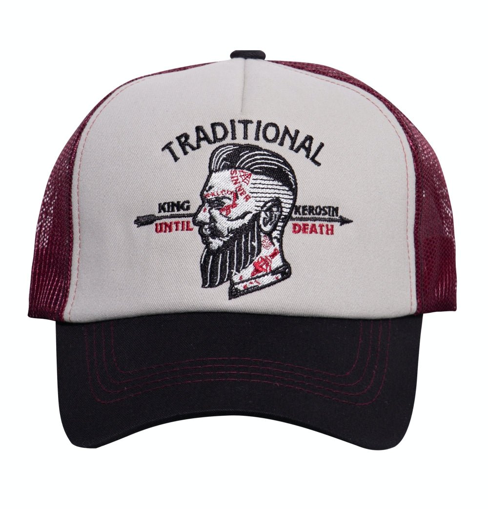 Trucker Cap im kontrastierenden Design mit Frontstickerei «Traditional» Trucker Cap von King Kerosin