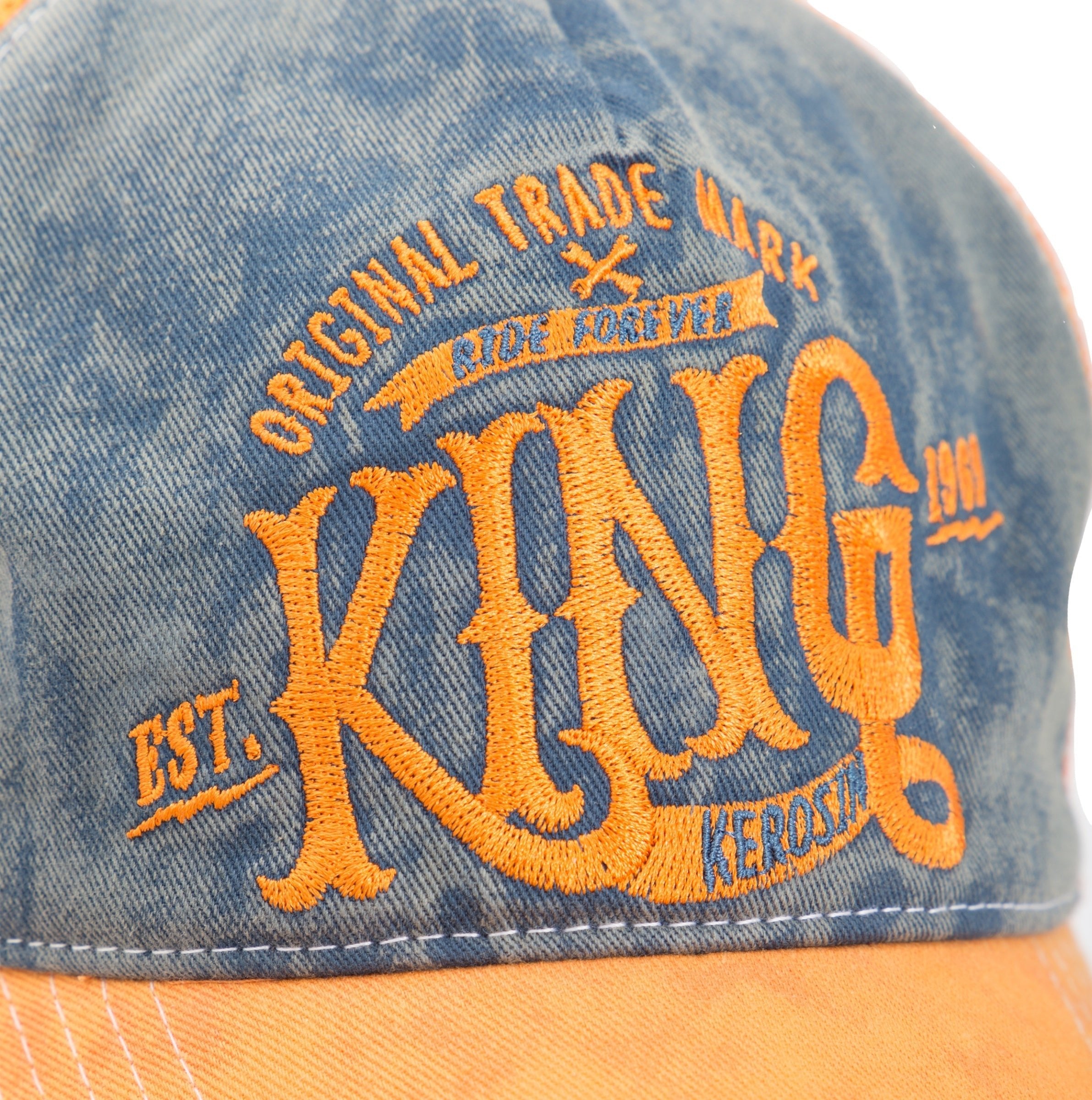 Trucker Cap mit Denim Einsatz im Used Look «KING» Trucker Cap von King Kerosin