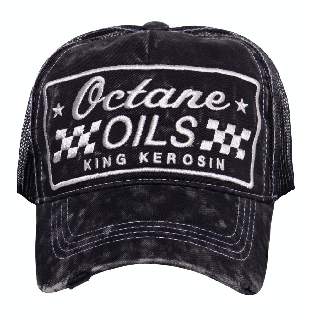 Trucker Cap mit Enzymwash - Effekt und Stickerei «Octane Oils» Trucker Cap von King Kerosin
