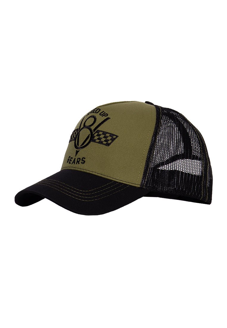 Trucker Cap mit Front - Stickerei und seitlichem Patch «Speed Up Gears» Trucker Cap von King Kerosin