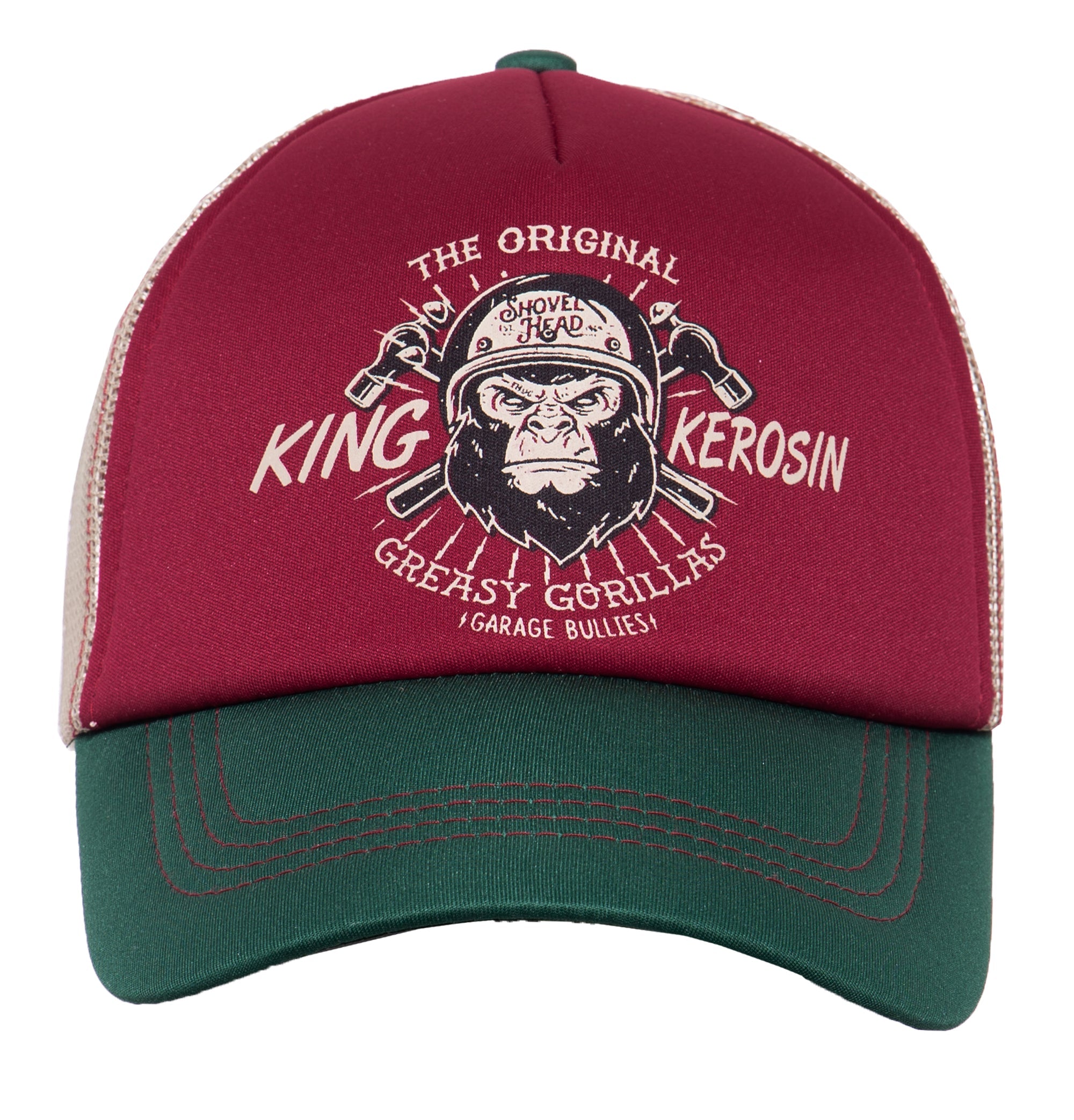 Trucker Cap mit Mesheinsatz und Print «Greasy Gorillas» Trucker Cap von King Kerosin