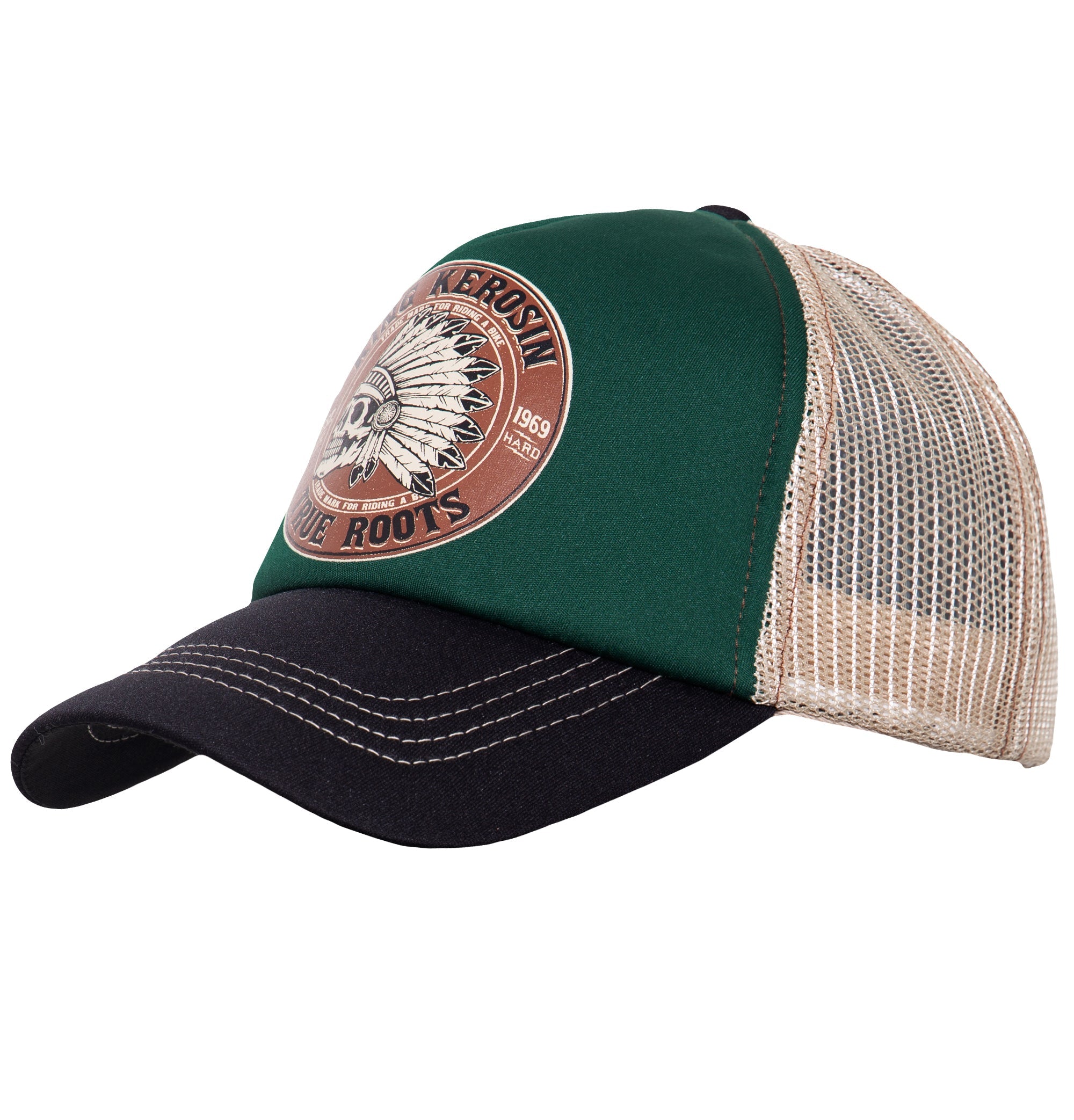 Trucker Cap mit Mesheinsatz und Print «True Roots» Trucker Cap von King Kerosin