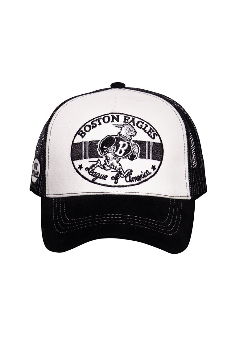 Trucker Cap mit Schirm in Samt - Optik und Stickereien «Boston Eagles» Trucker Cap von King Kerosin