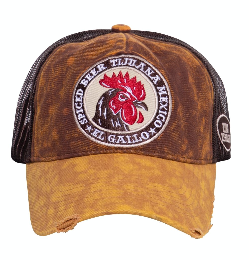 Trucker Cap mit Stickerei und Enzymwash - Effekt «El Gallo» Trucker Cap von King Kerosin