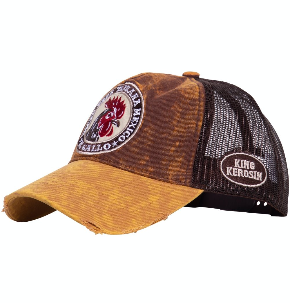 Trucker Cap mit Stickerei und Enzymwash - Effekt «El Gallo» Trucker Cap von King Kerosin