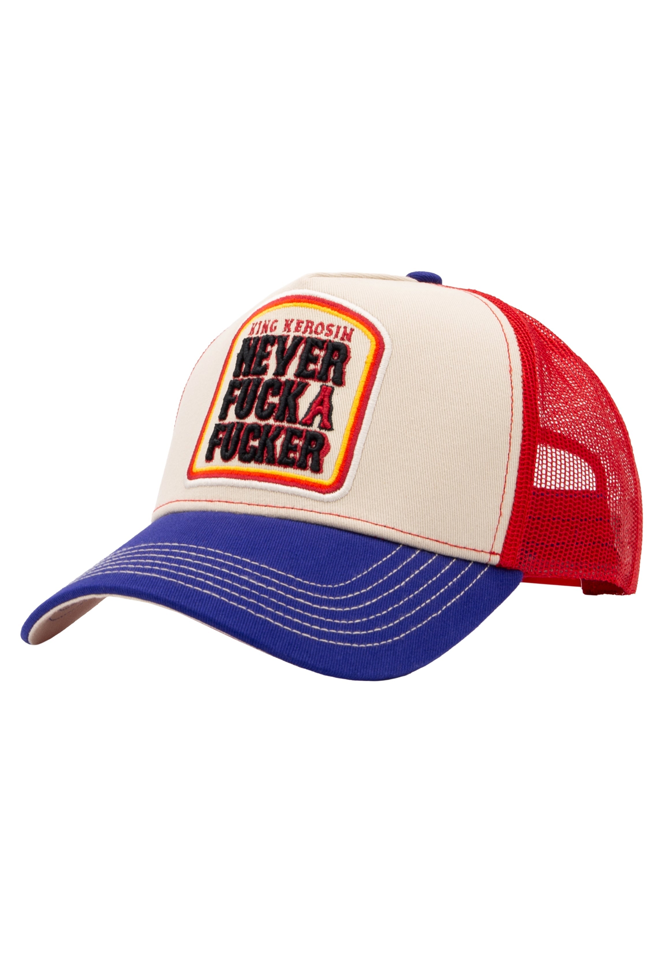 Trucker Cap 'Never Fuck A Fucker' in Beige Trucker Cap von King Kerosin