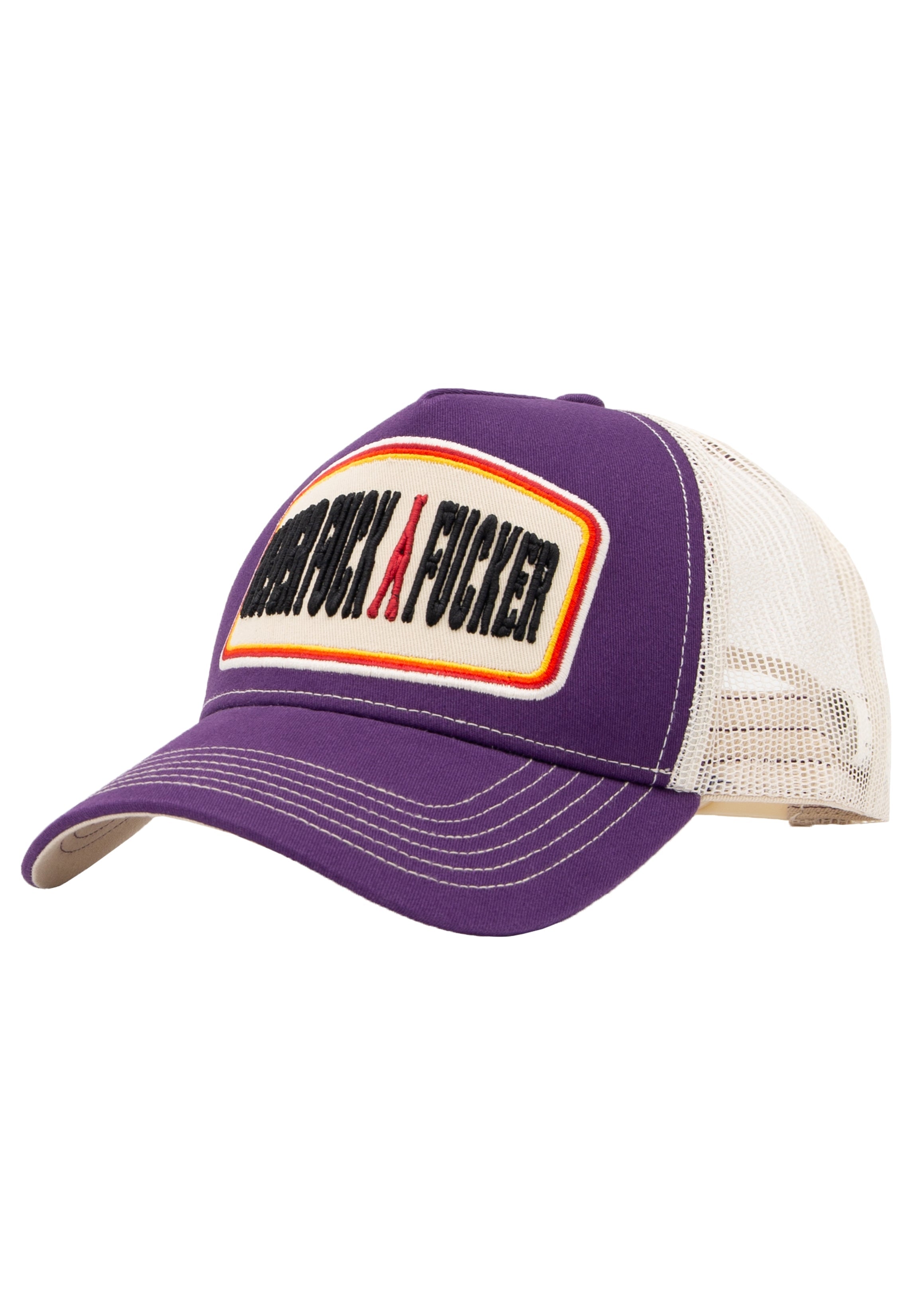 Trucker Cap 'Never Fuck A Fucker' in Pflaume Trucker Cap von King Kerosin
