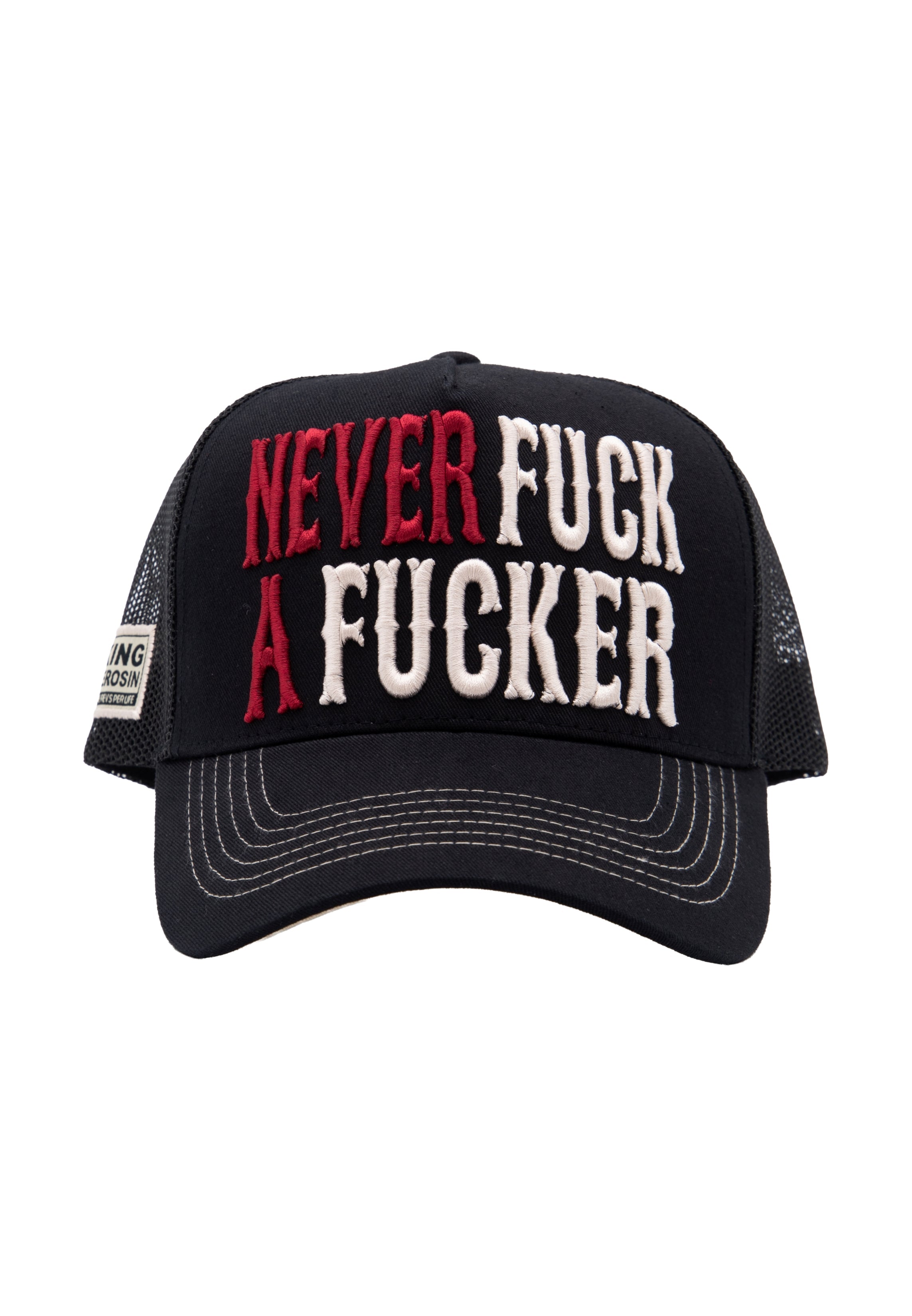 Trucker Cap 'Never Fuck a Fucker' in Schwarz Trucker Cap von King Kerosin