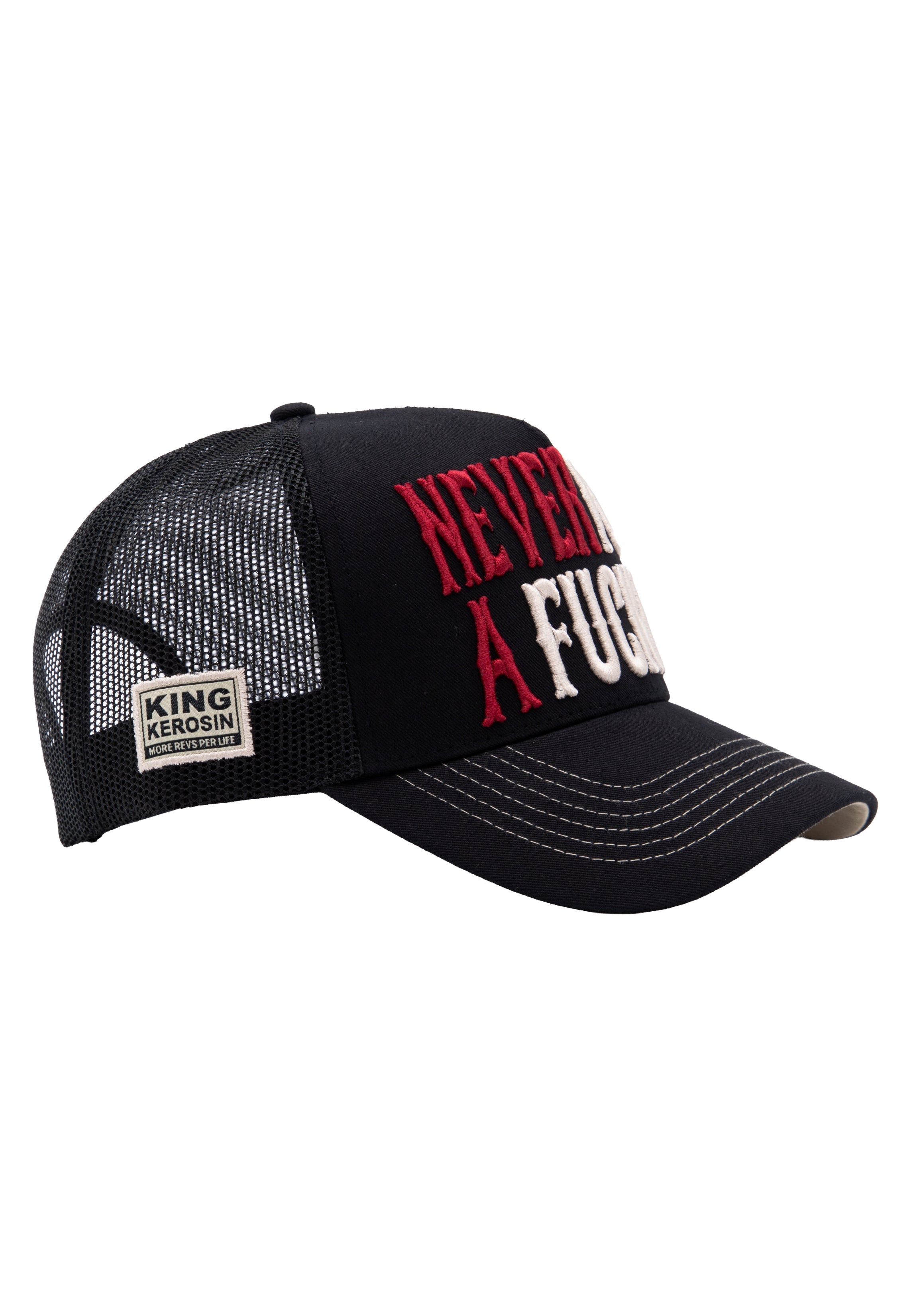 Trucker Cap 'Never Fuck a Fucker' in Schwarz Trucker Cap von King Kerosin