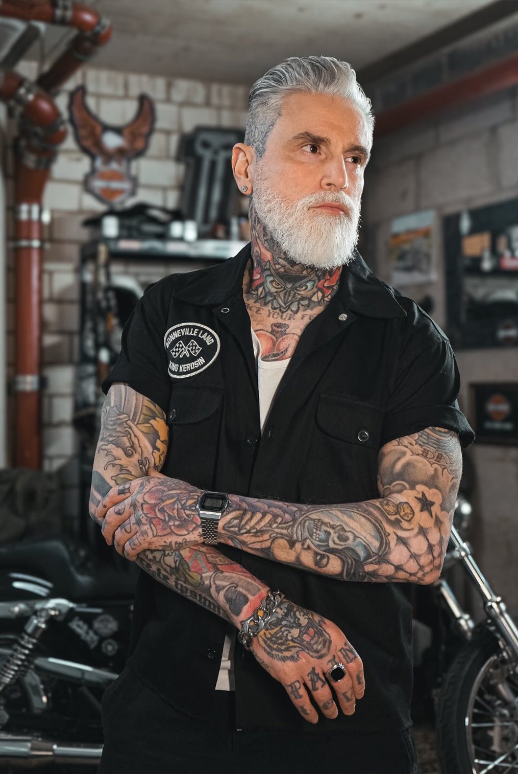 Workwear Hemd 'Bonneville Land' in Schwarz Hemden - Kurzarm von King Kerosin