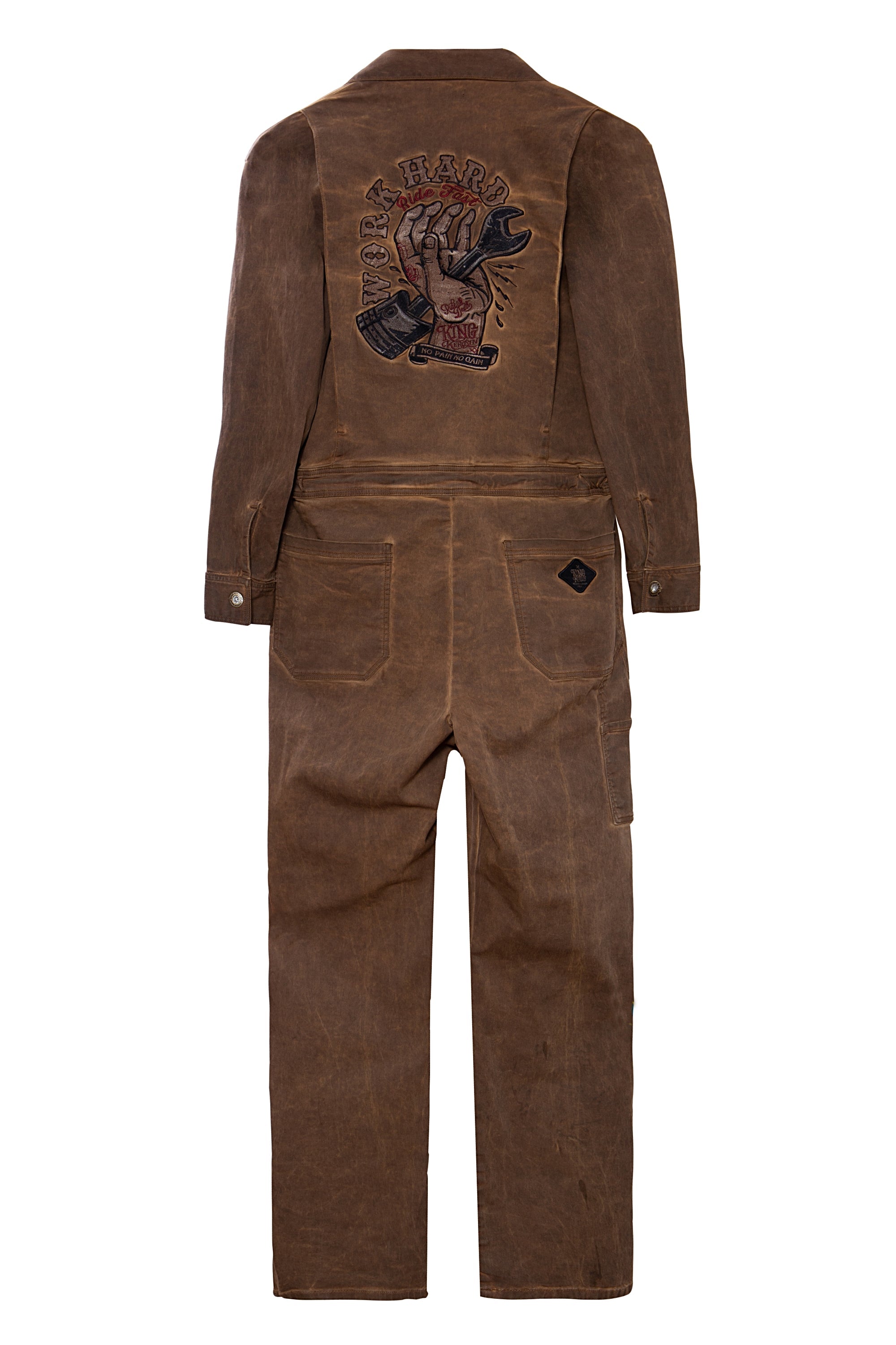 King Kerosin - Workwear Overall Jeans mit Oilwash - Effekt «Work Hard»