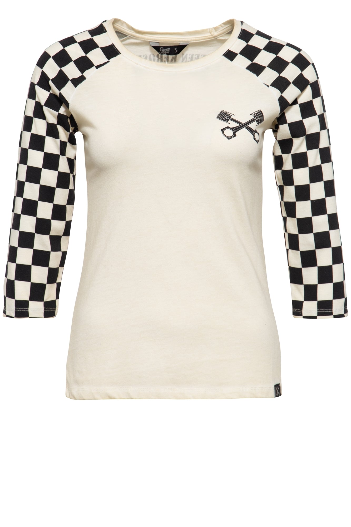 Queen Kerosin - 3/4-Sleeve Shirt mit Racing Flag Raglanärmel «Speedshop»