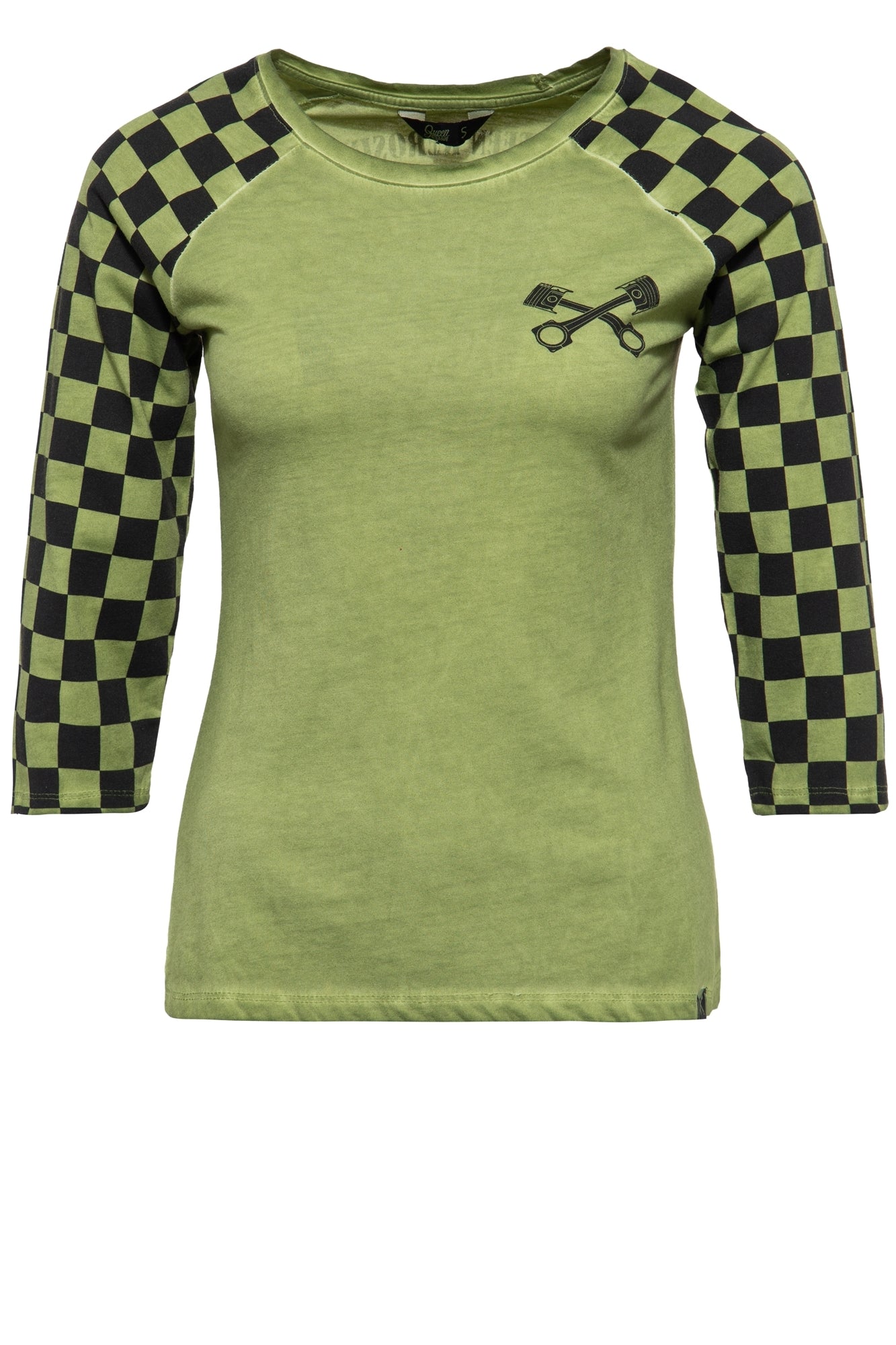 Queen Kerosin - 3/4-Sleeve Shirt mit Racing Flag Raglanärmel «Speedshop»
