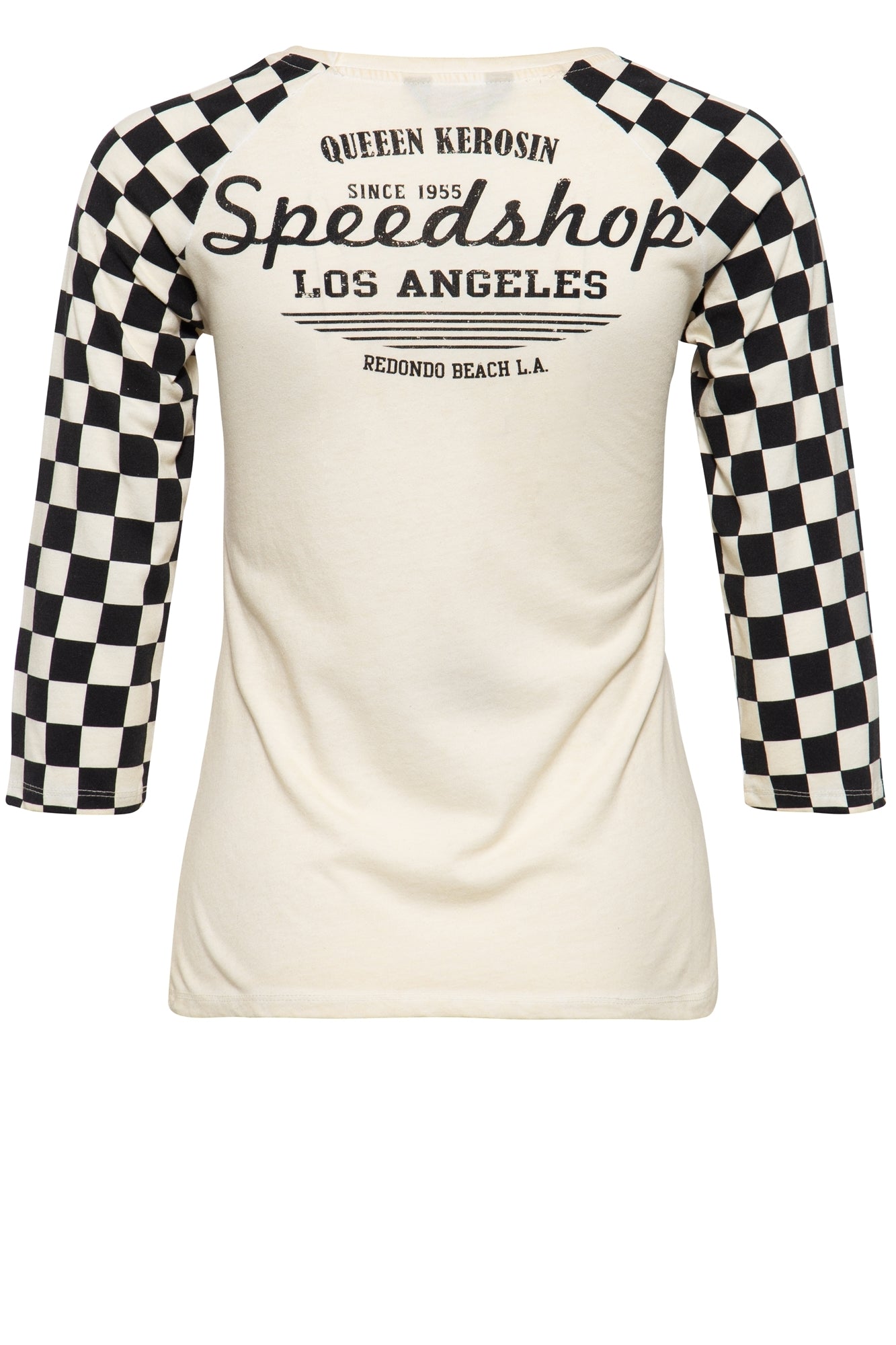 Queen Kerosin - 3/4-Sleeve Shirt mit Racing Flag Raglanärmel «Speedshop»