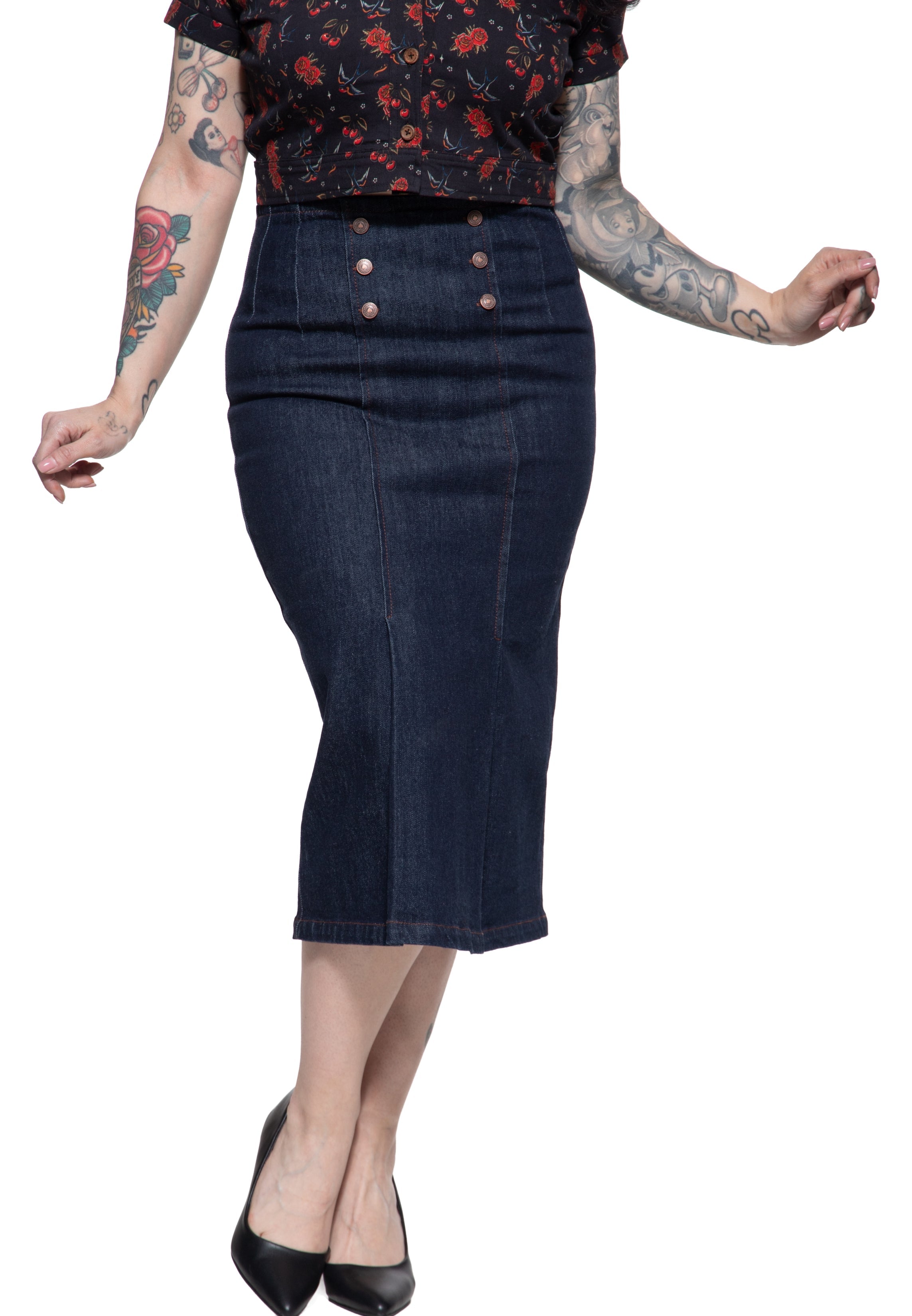 Bleistiftrock 'June' in Denim Röcke von Queen Kerosin