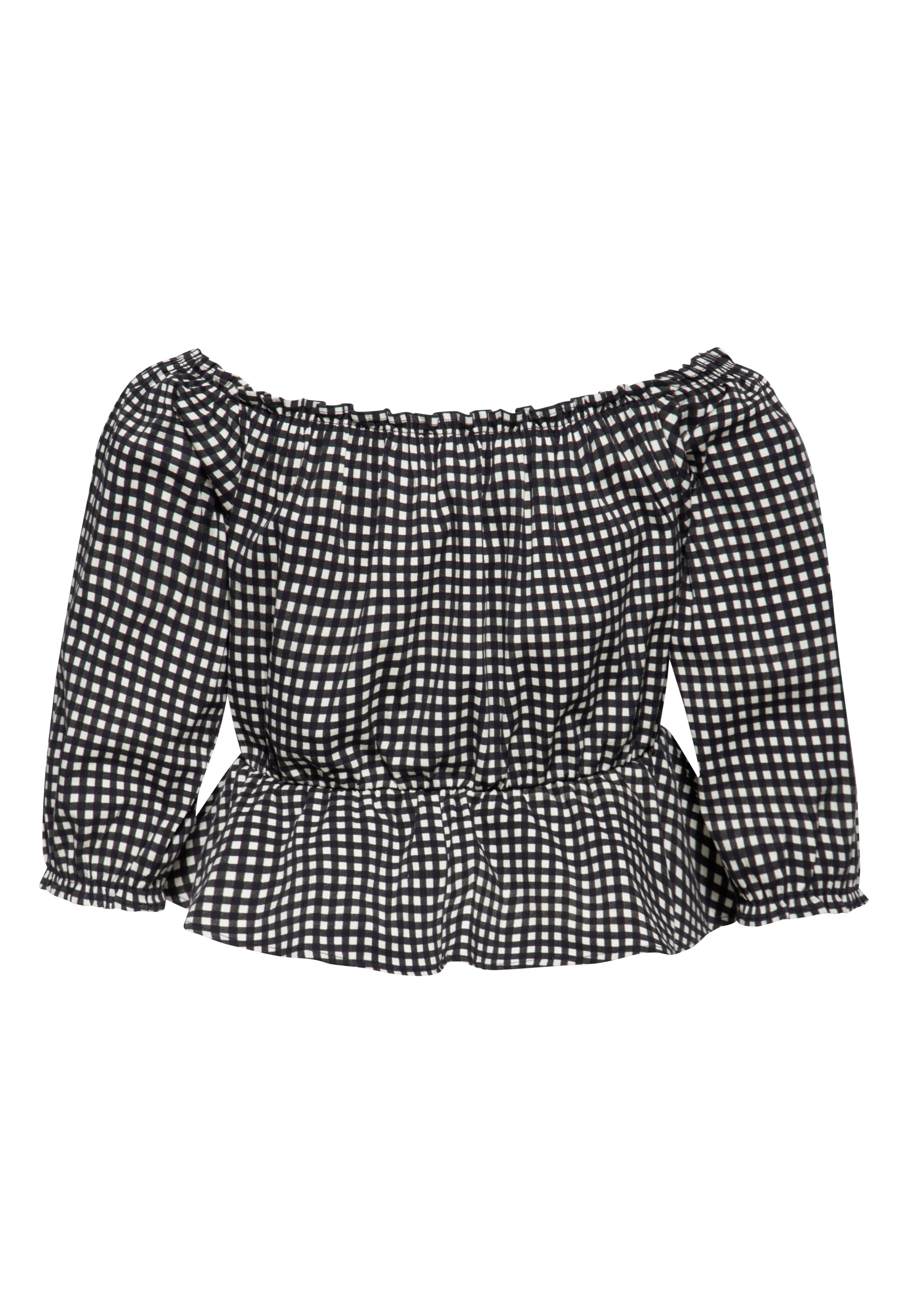 Carmen - Top in Kariert Schwarz Blusen von Queen Kerosin