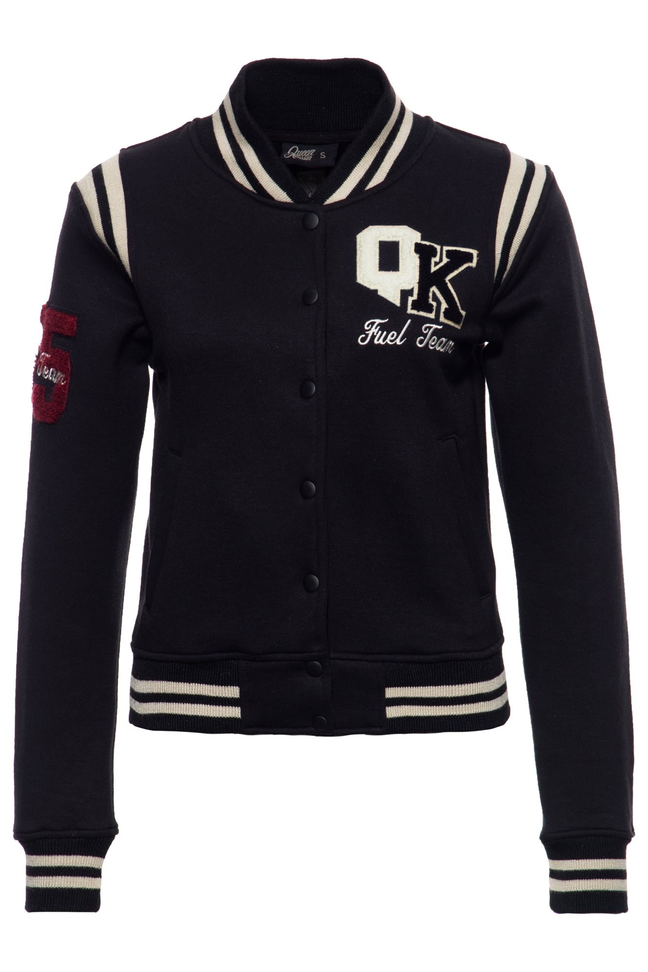 Queen Kerosin - College Sweatjacke mit authentischen Applikationen «Fuel Team»