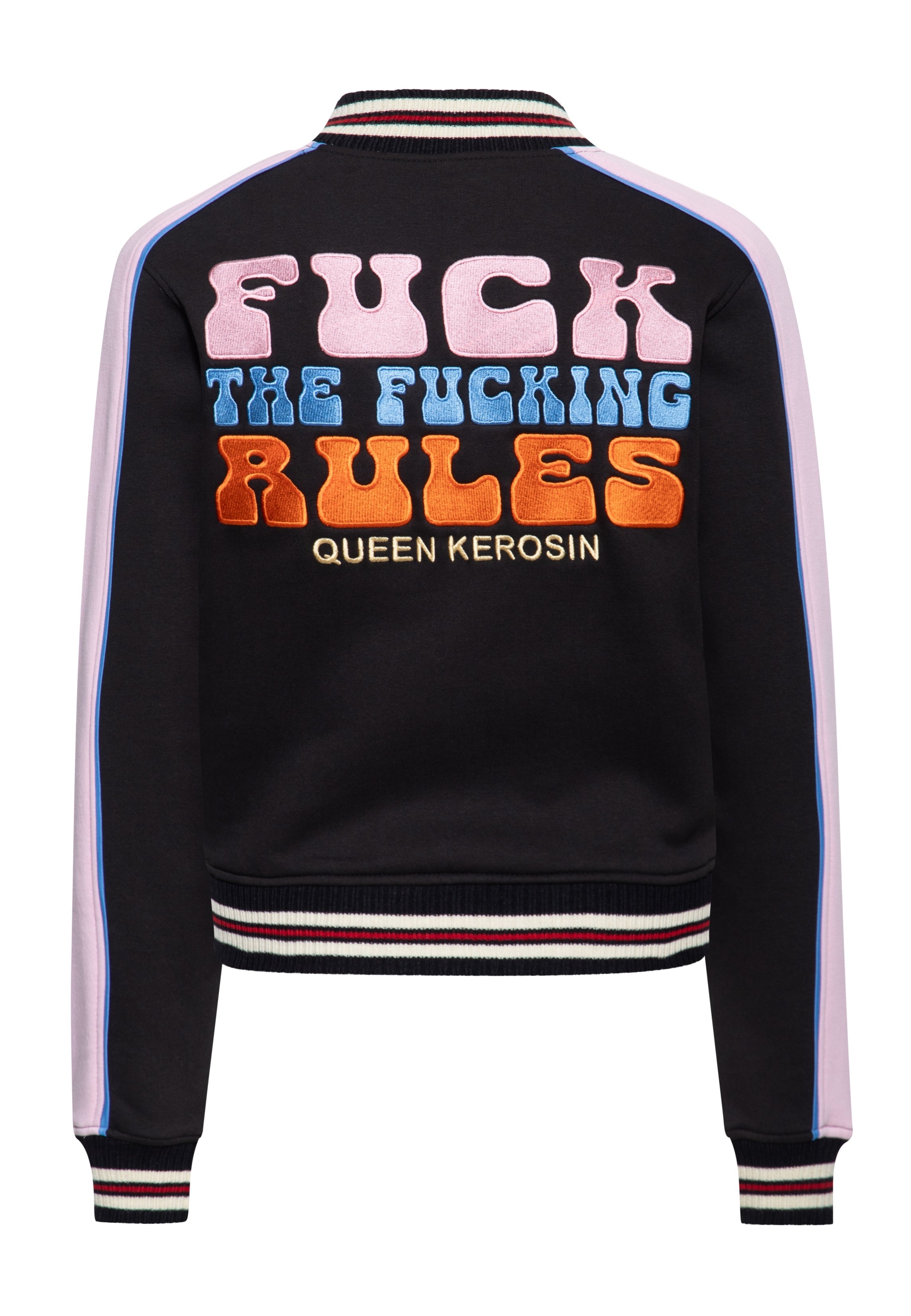 Collegejacke 'Fuck The Fucking Rules' in Schwarz College & Baseball Jacken von Queen Kerosin