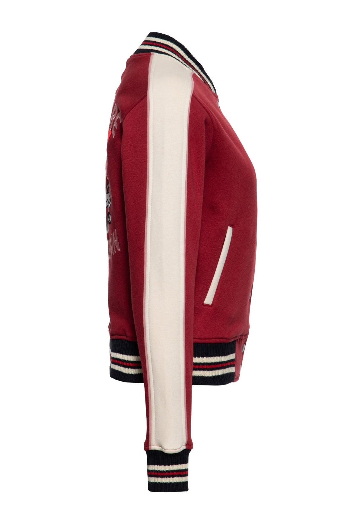 Collegejacke 'I Don't Care' in Bordeaux – College & Baseball Jacken von Queen Kerosin - Ansicht 3