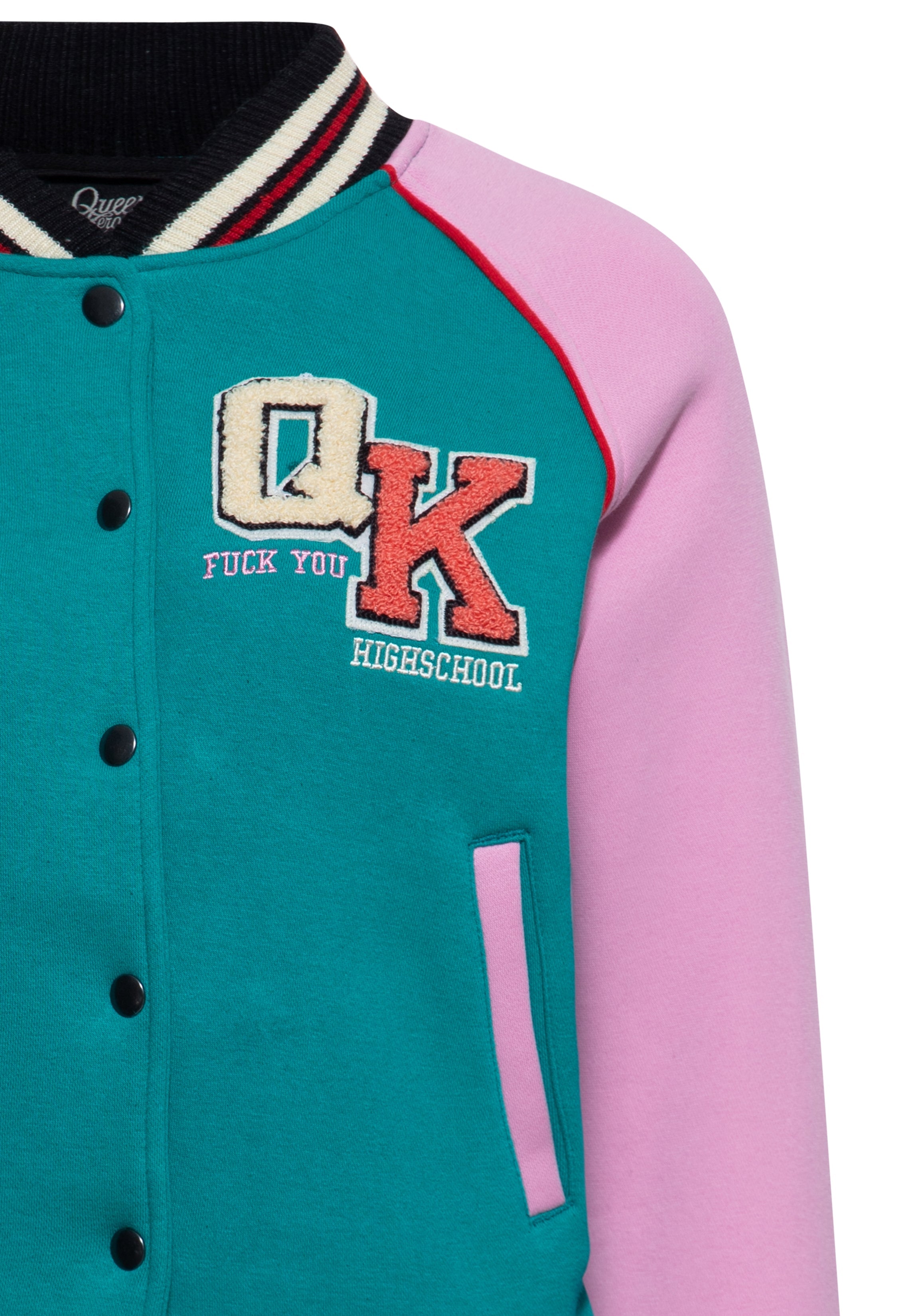 Collegejacke 'Lucky Cat' in Grün College & Baseball Jacken von Queen Kerosin