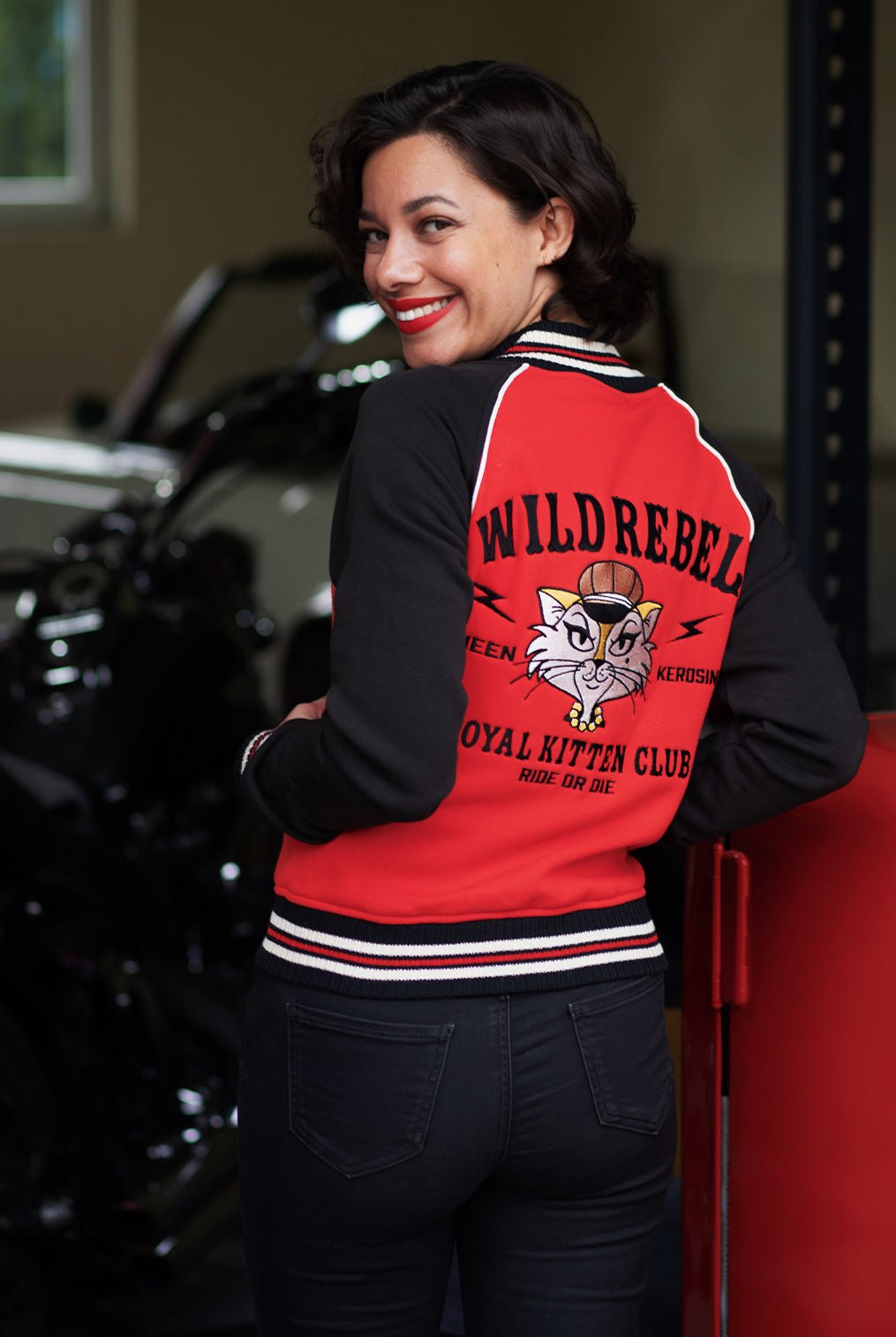 Collegejacke 'Wild Rebel' in Rot College & Baseball Jacken von Queen Kerosin