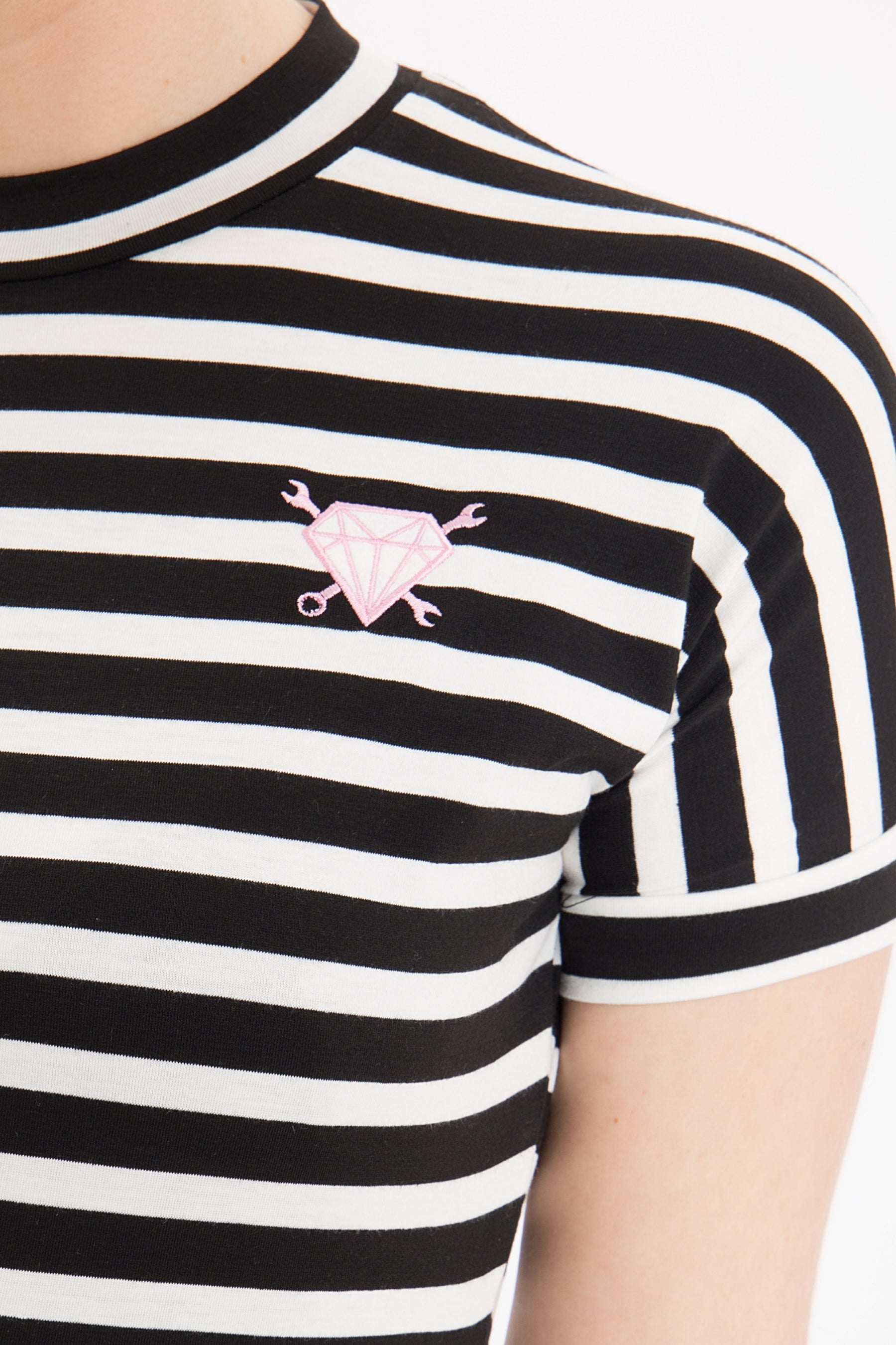 Queen Kerosin - Cropped Shirt mit Streifen