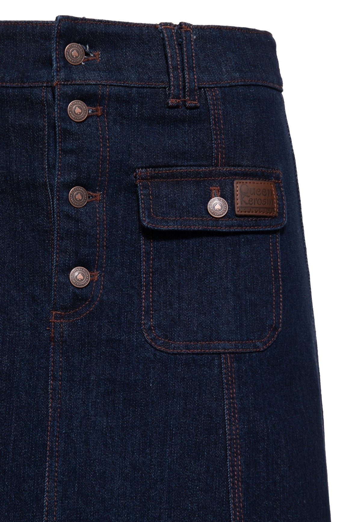 Damen Denim A-Linie Rock "Mae" in Dark Blue Wash – Denim Rock von Queen Kerosin - Ansicht 3