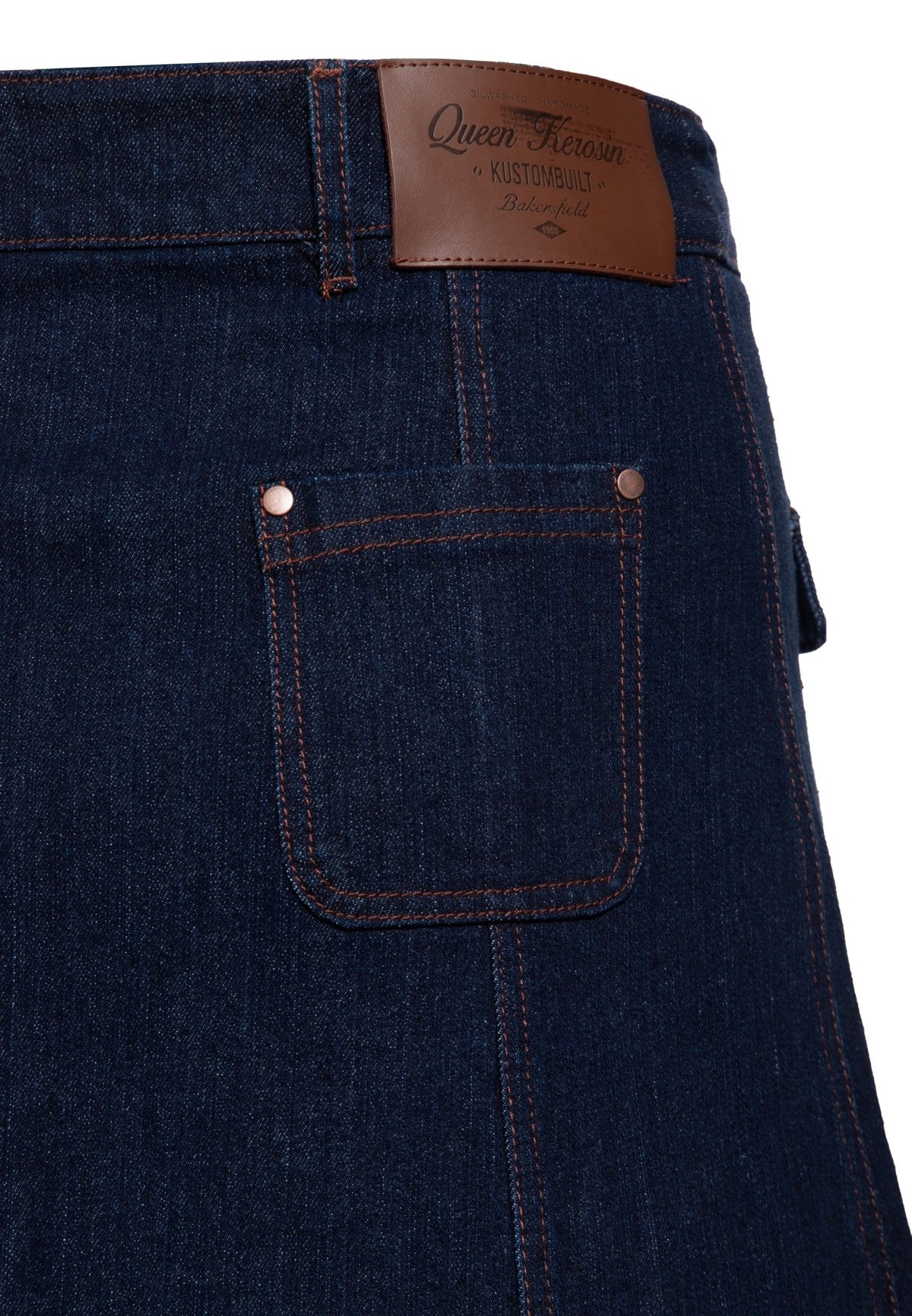 Damen Denim A-Linie Rock "Mae" in Dark Blue Wash – Denim Rock von Queen Kerosin - Ansicht 4