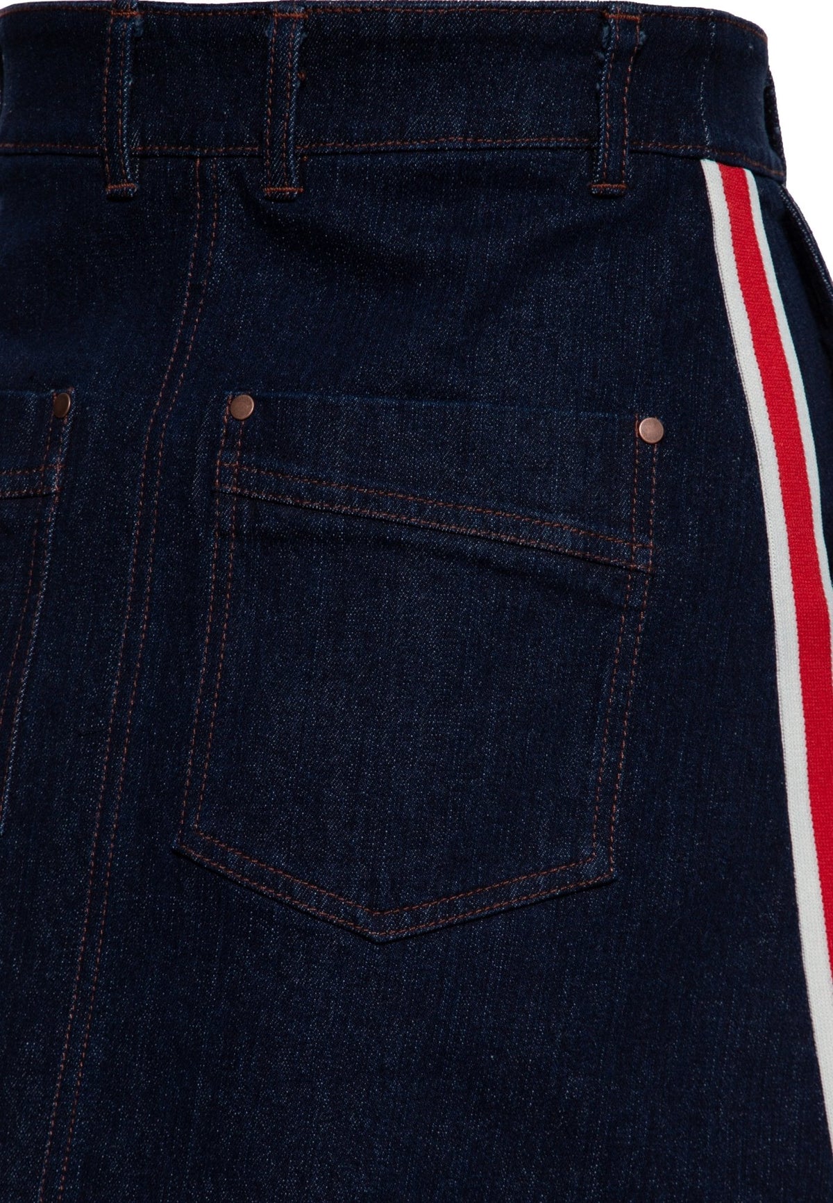 Damen Denim A-Linie Rock "Racing Queen" in Dark Blue Wash – Denim Rock von Queen Kerosin - Ansicht 5