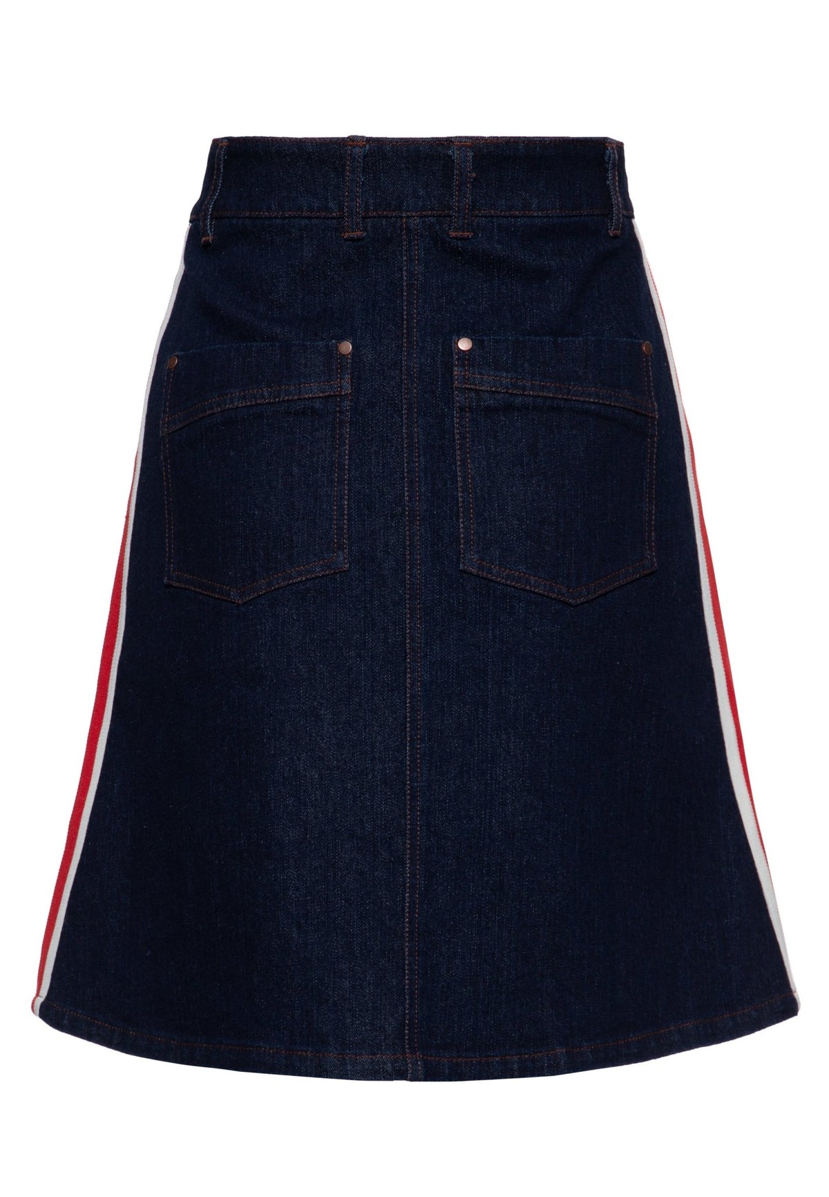 Damen Denim A-Linie Rock "Racing Queen" in Dark Blue Wash – Denim Rock von Queen Kerosin - Ansicht 3
