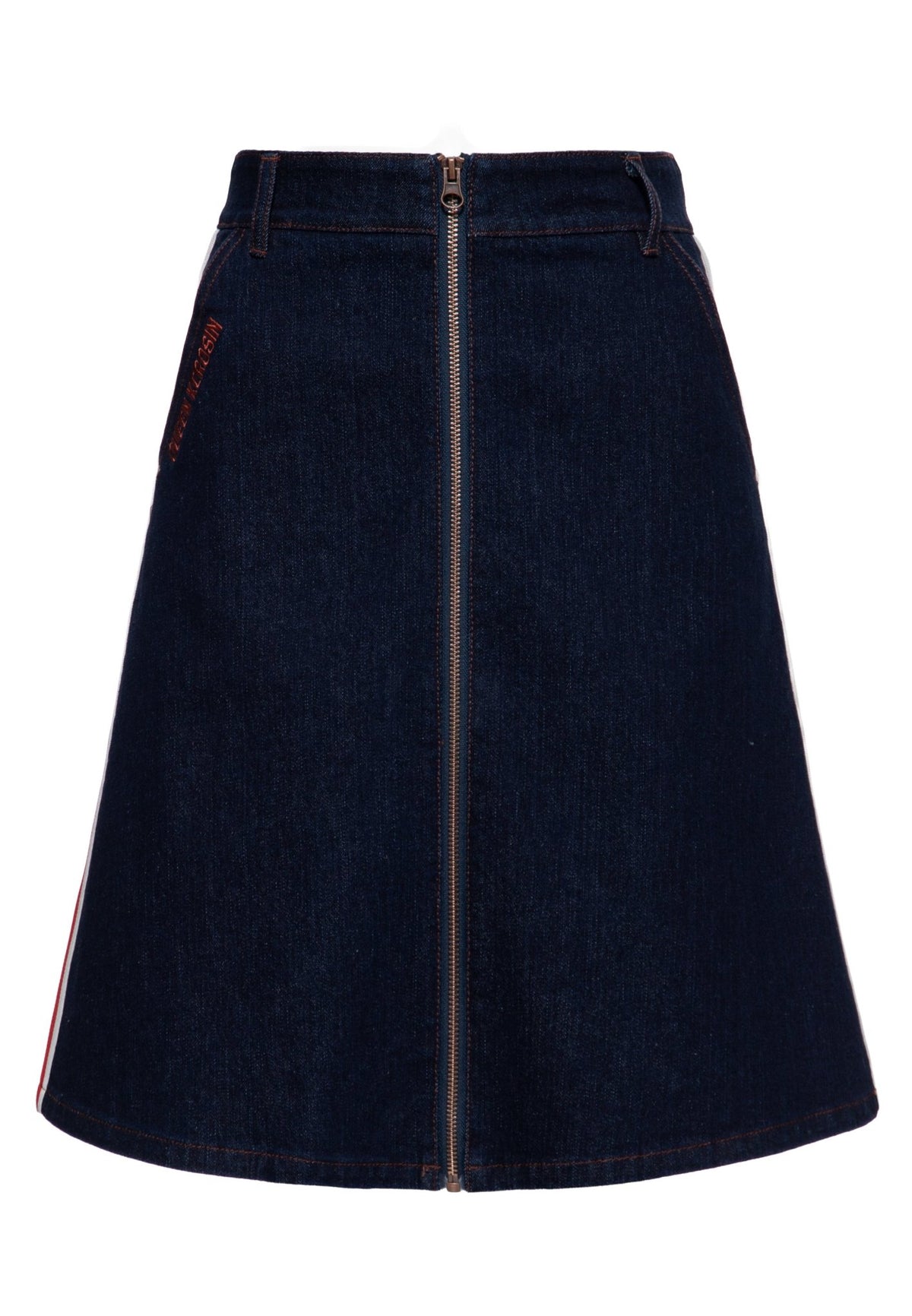Damen Denim A-Linie Rock "Racing Queen" in Dark Blue Wash – Denim Rock von Queen Kerosin - Ansicht 1