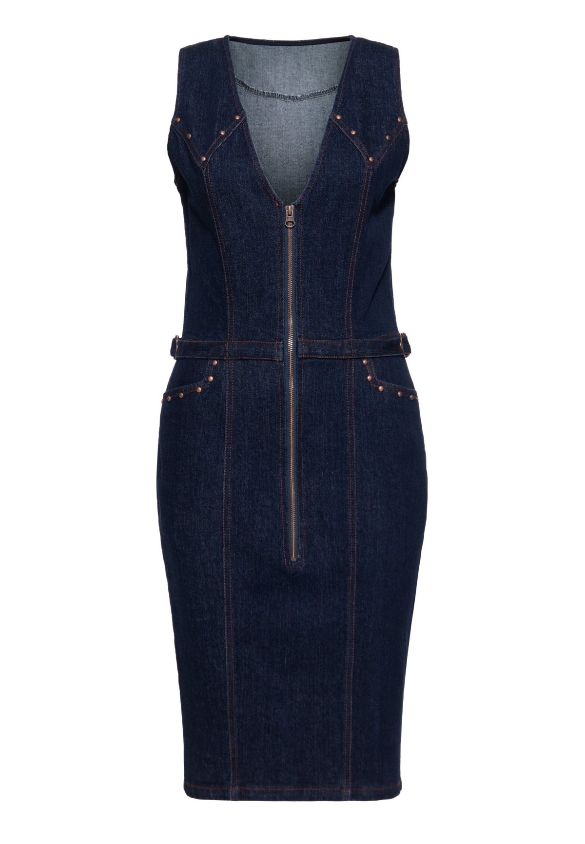 Damen Denim Pencilkleid "Ruby" in Dark Blue Wash – Pencilkleid von Queen Kerosin - Ansicht 1