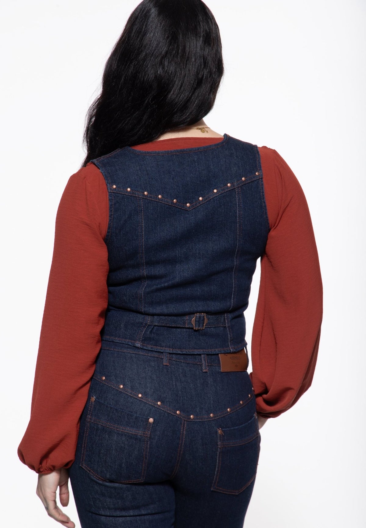 Damen Denim Weste "Ruby" in Dark Blue Wash – Jeans Weste von Queen Kerosin - Ansicht 4