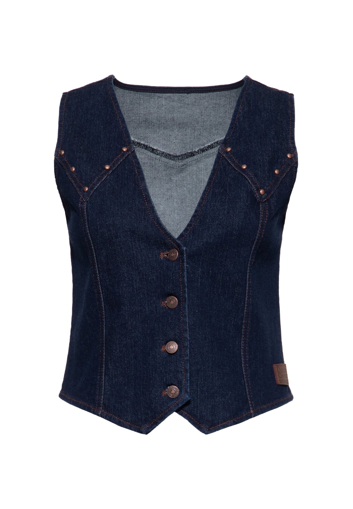 Damen Denim Weste "Ruby" in Dark Blue Wash – Jeans Weste von Queen Kerosin - Ansicht 1