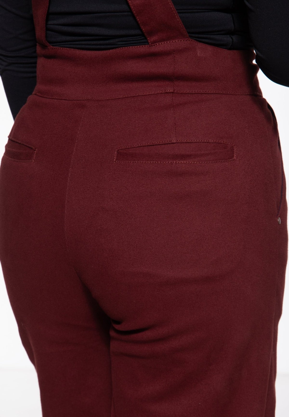 Damen Hose High-Waist Wide-Leg Dungarees in Bordeaux – Hose von Queen Kerosin - Ansicht 5