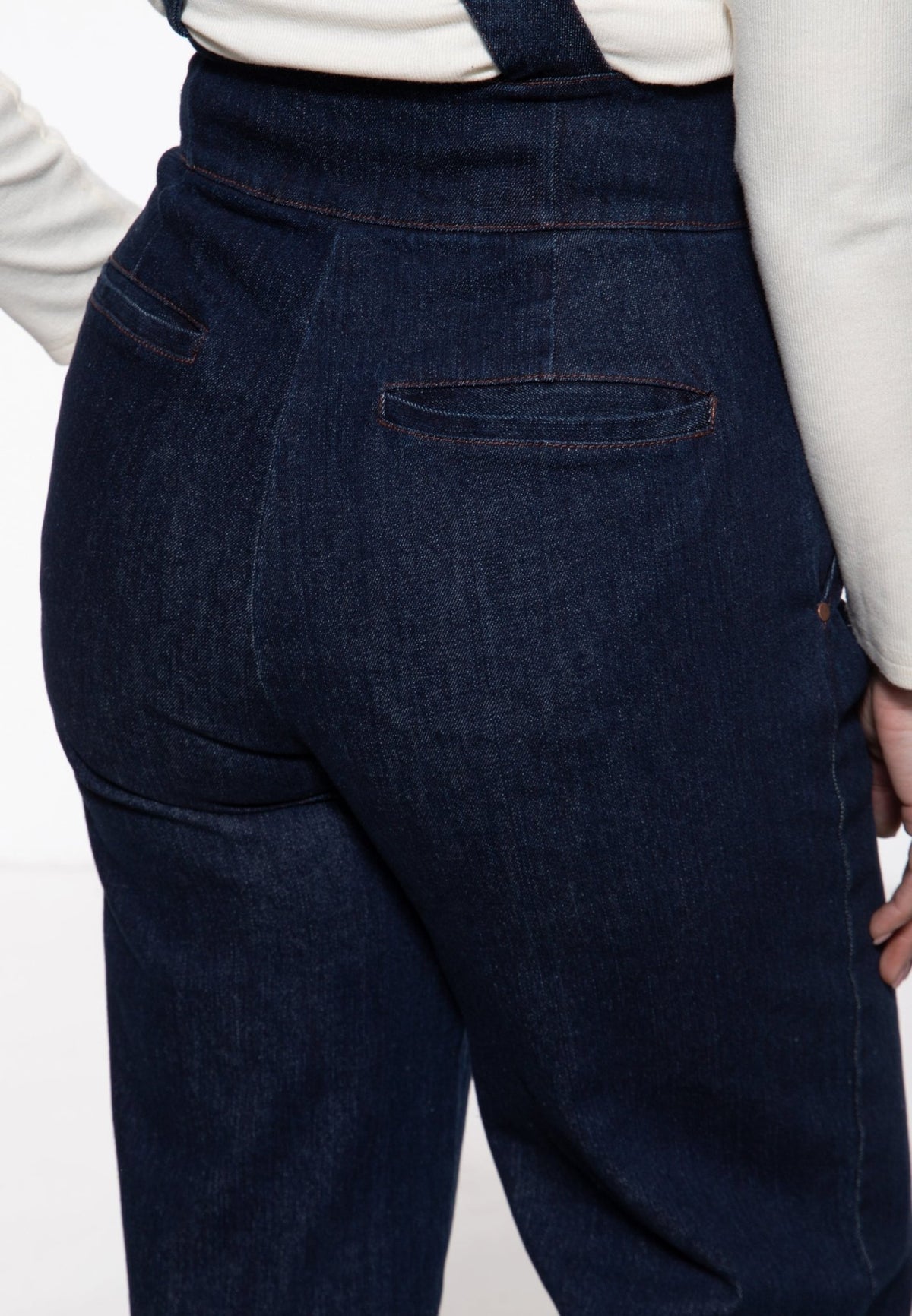 Damen Hose High-Waist Wide-Leg Dungarees in Dark Blue Wash – Hose von Queen Kerosin - Ansicht 5
