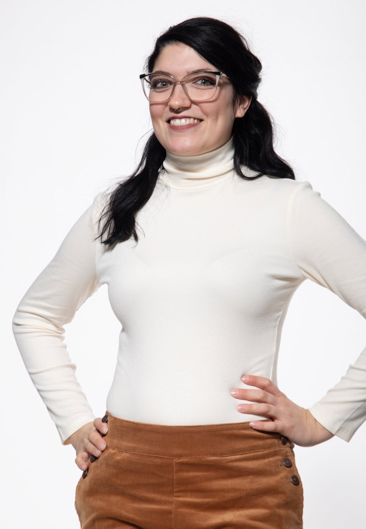 Damen Longsleeve turtleneck in Off White – Langarmshirt von Queen Kerosin - Ansicht 5