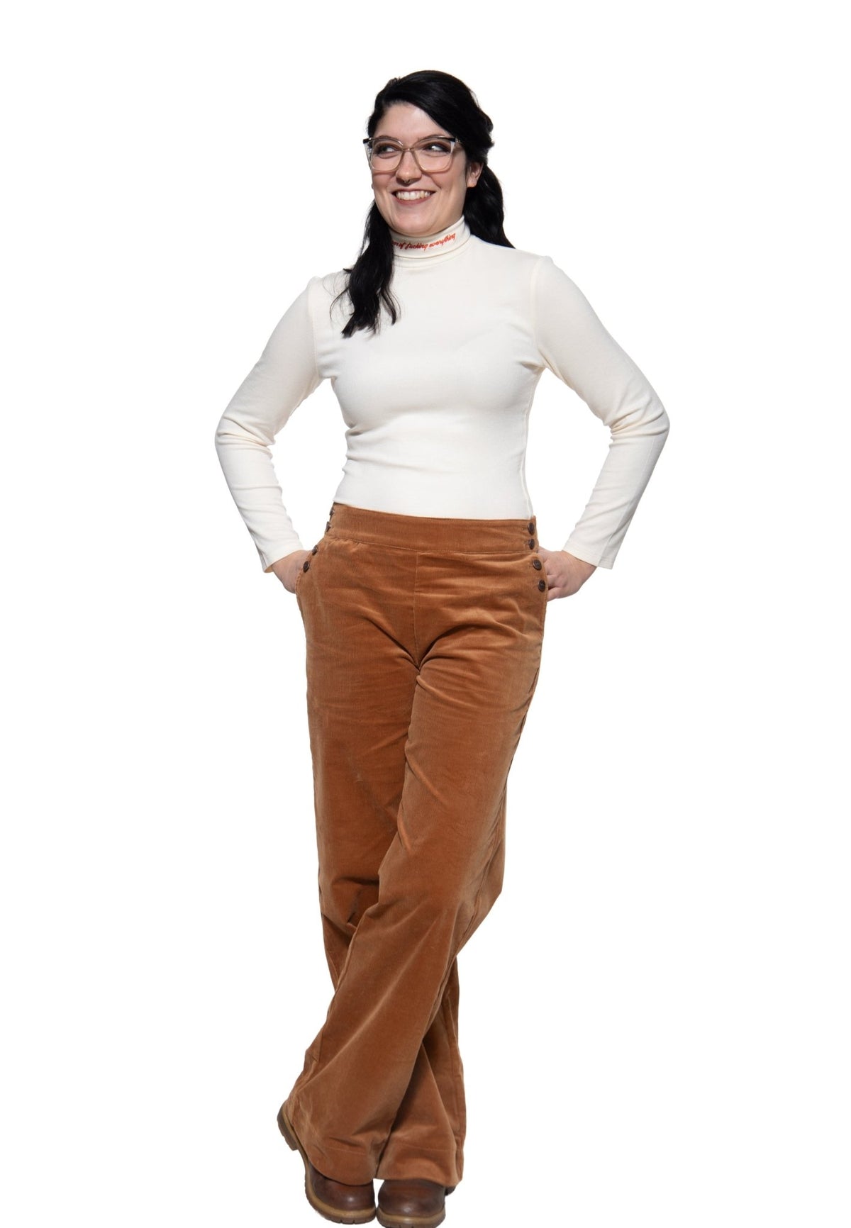 Damen Longsleeve turtleneck in Off White – Langarmshirt von Queen Kerosin - Ansicht 6