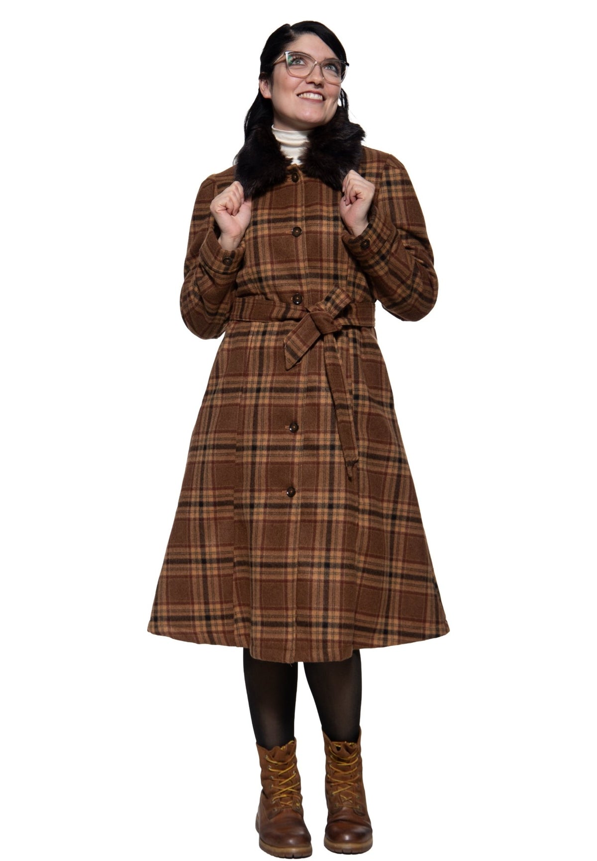 Damen Mantel vintage 50's coat in Brown – Mantel von Queen Kerosin - Ansicht 1