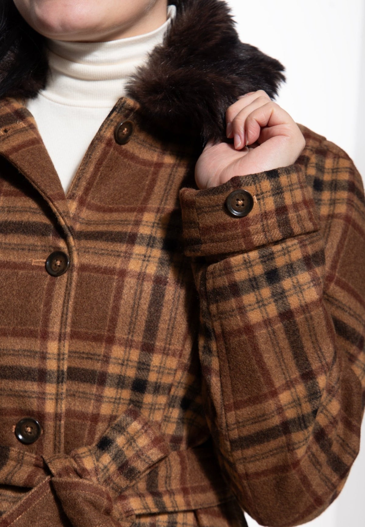 Damen Mantel vintage 50's coat in Brown – Mantel von Queen Kerosin - Ansicht 3