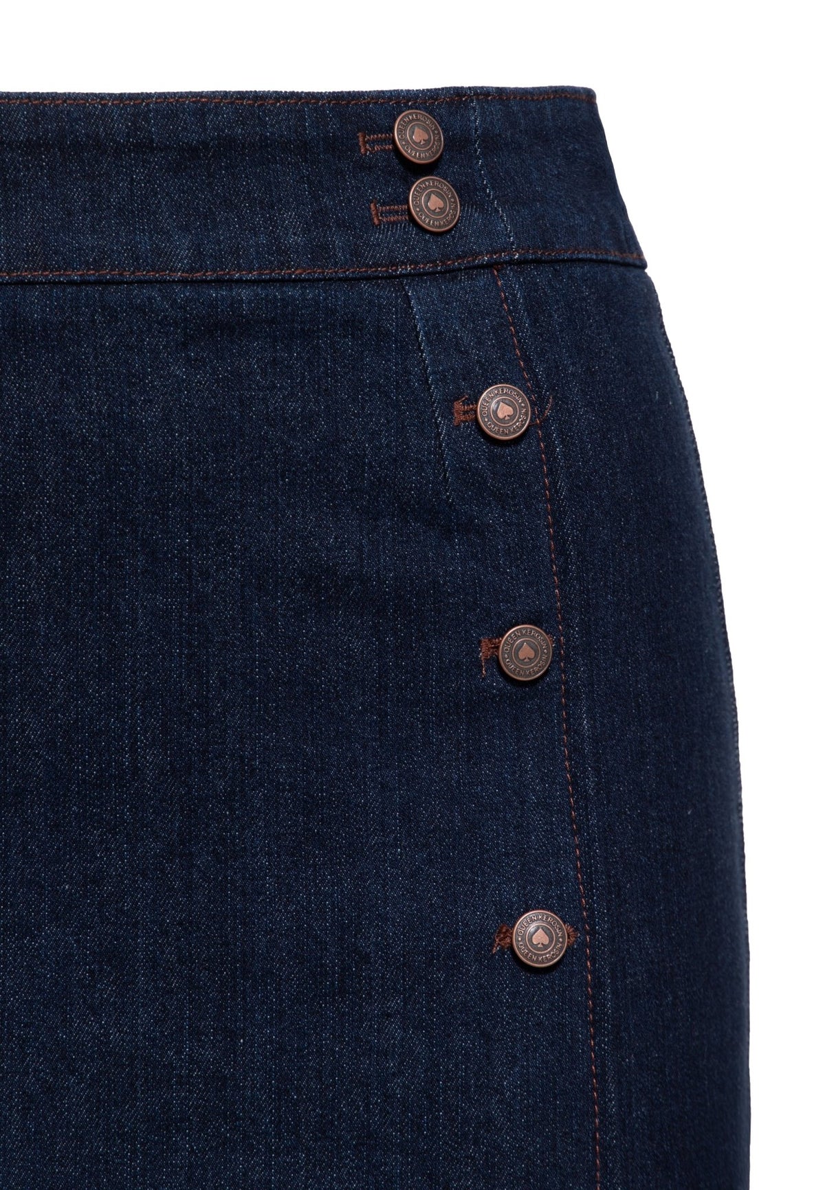 Damen Pencil Rock in Dark Blue Wash – Denim Rock von Queen Kerosin - Ansicht 3