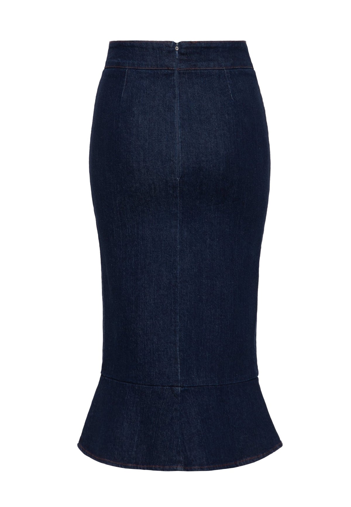 Damen Pencil Rock in Dark Blue Wash – Denim Rock von Queen Kerosin - Ansicht 2