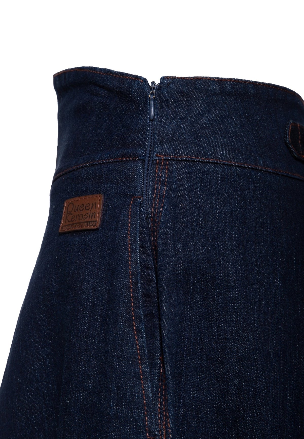 Damen Swing Rock cinch back in Dark Blue Wash – Denim Rock von Queen Kerosin - Ansicht 4