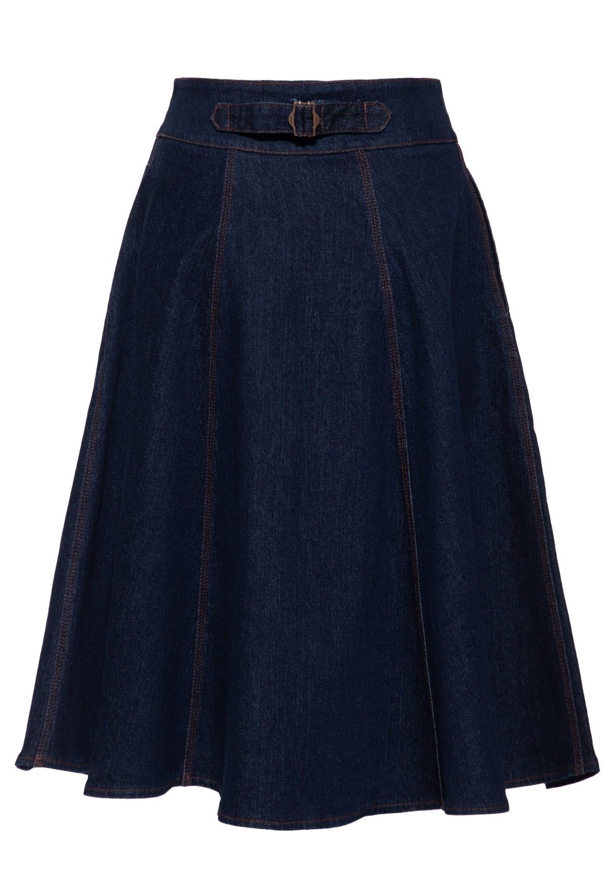 Damen Swing Rock cinch back in Dark Blue Wash – Denim Rock von Queen Kerosin - Ansicht 2