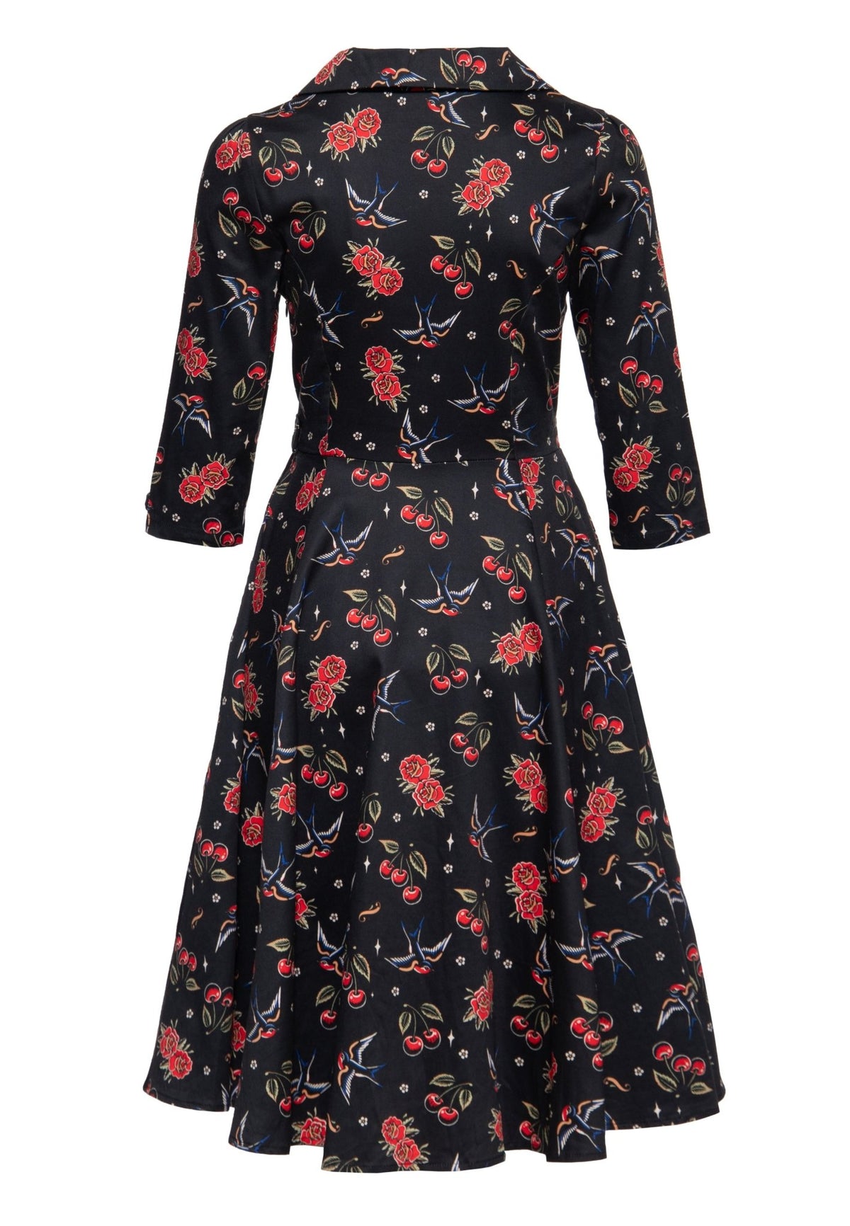 Damen Swingkleid "cherries & roses" in Black – Swingkleid von Queen Kerosin - Ansicht 2
