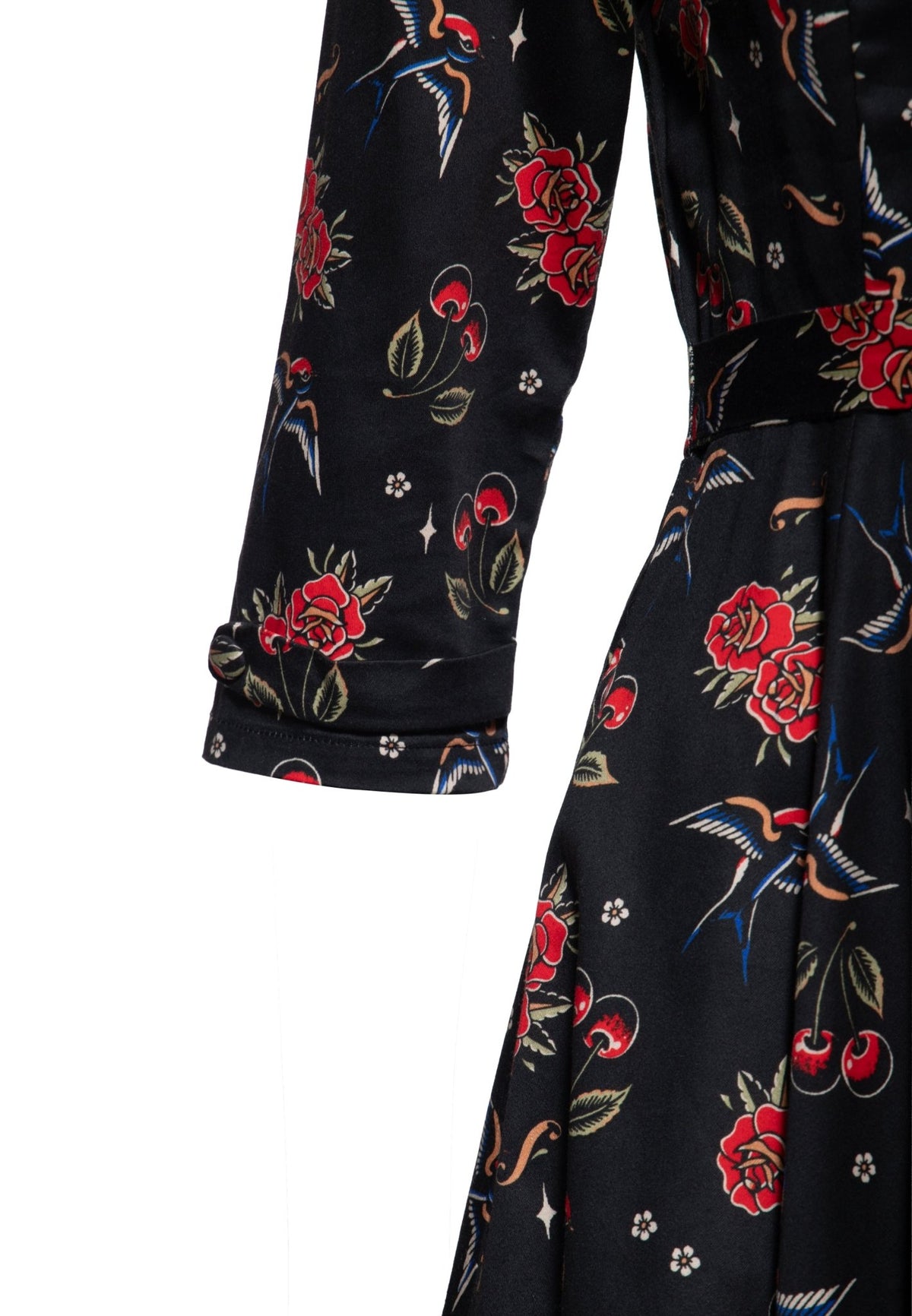 Damen Swingkleid "cherries & roses" in Black – Swingkleid von Queen Kerosin - Ansicht 4