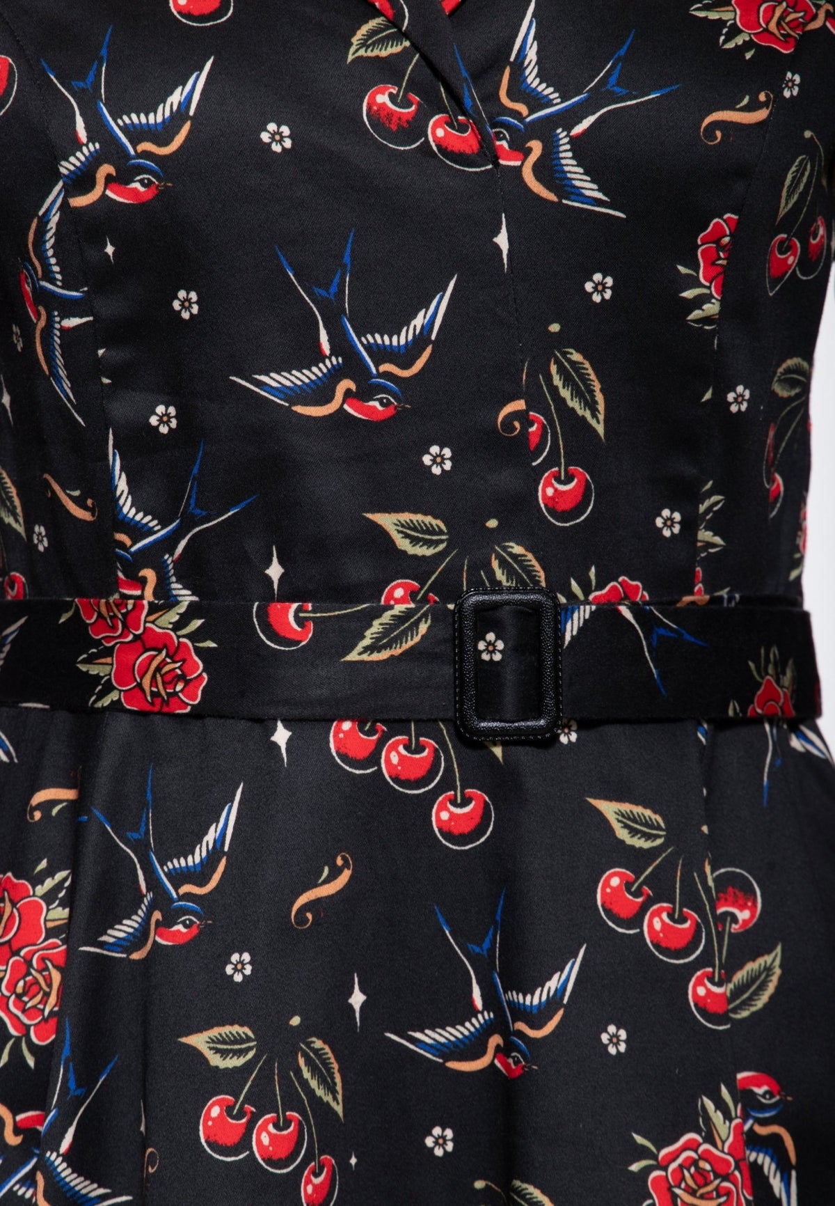 Damen Swingkleid "cherries & roses" in Black – Swingkleid von Queen Kerosin - Ansicht 5