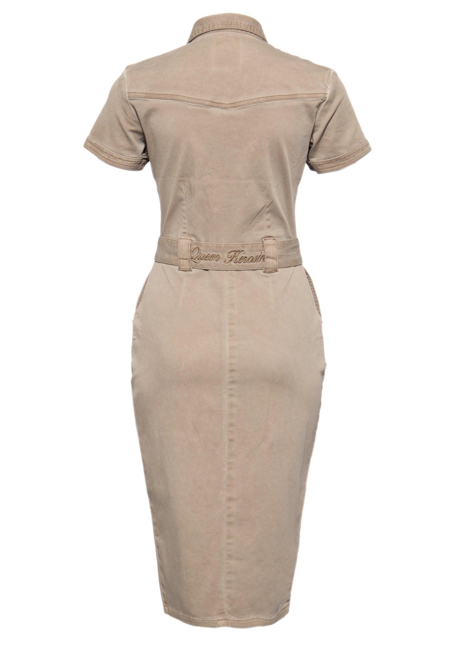 Queen Kerosin - Denim Bleistiftkleid in Vintage - Optik